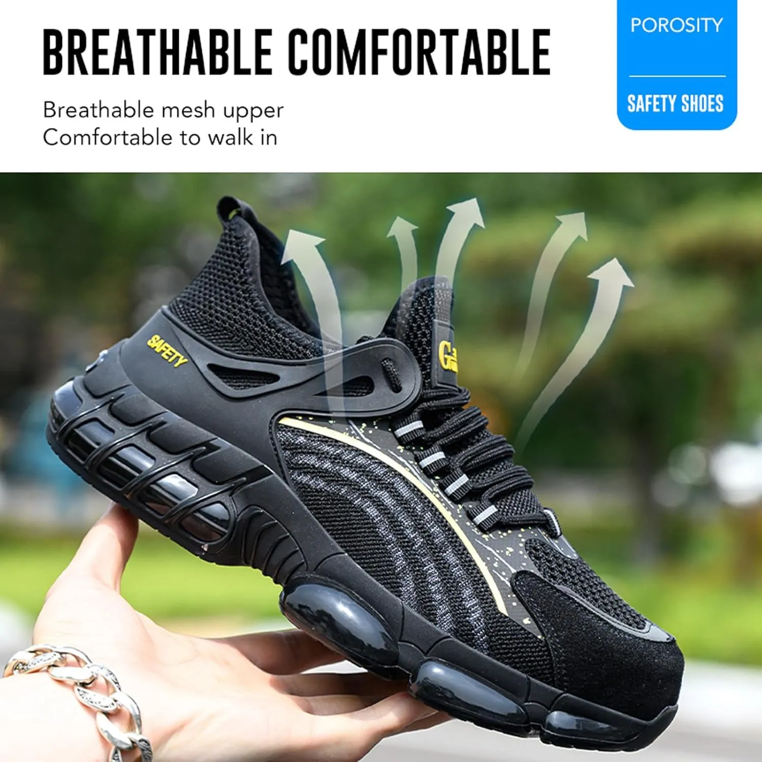 Steel Toe Shoes for Men Women Comfortable Breathable Safety Work Shoes Lightweight Indestructible Puncture Proof Steel Toe Sneakers