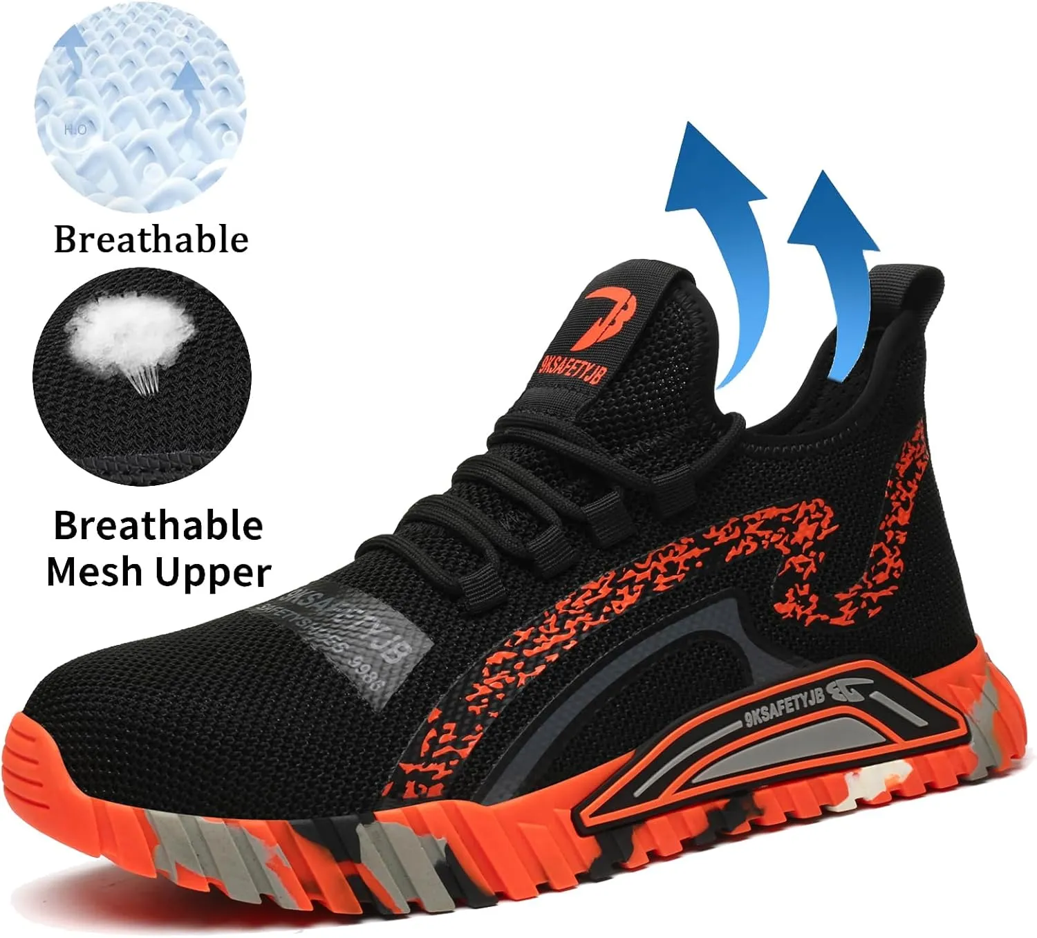 Steel Toe Shoes for Men Women Comfortable Breathable Safety Work Shoes Lightweight Indestructible Puncture Proof Steel Toe Sneakers