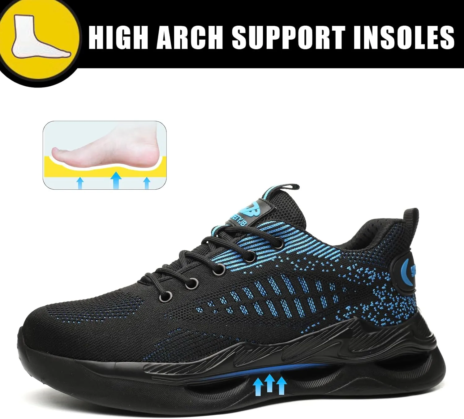 Steel Toe Shoes for Men Women Comfortable Breathable Safety Work Shoes Lightweight Indestructible Puncture Proof Steel Toe Sneakers