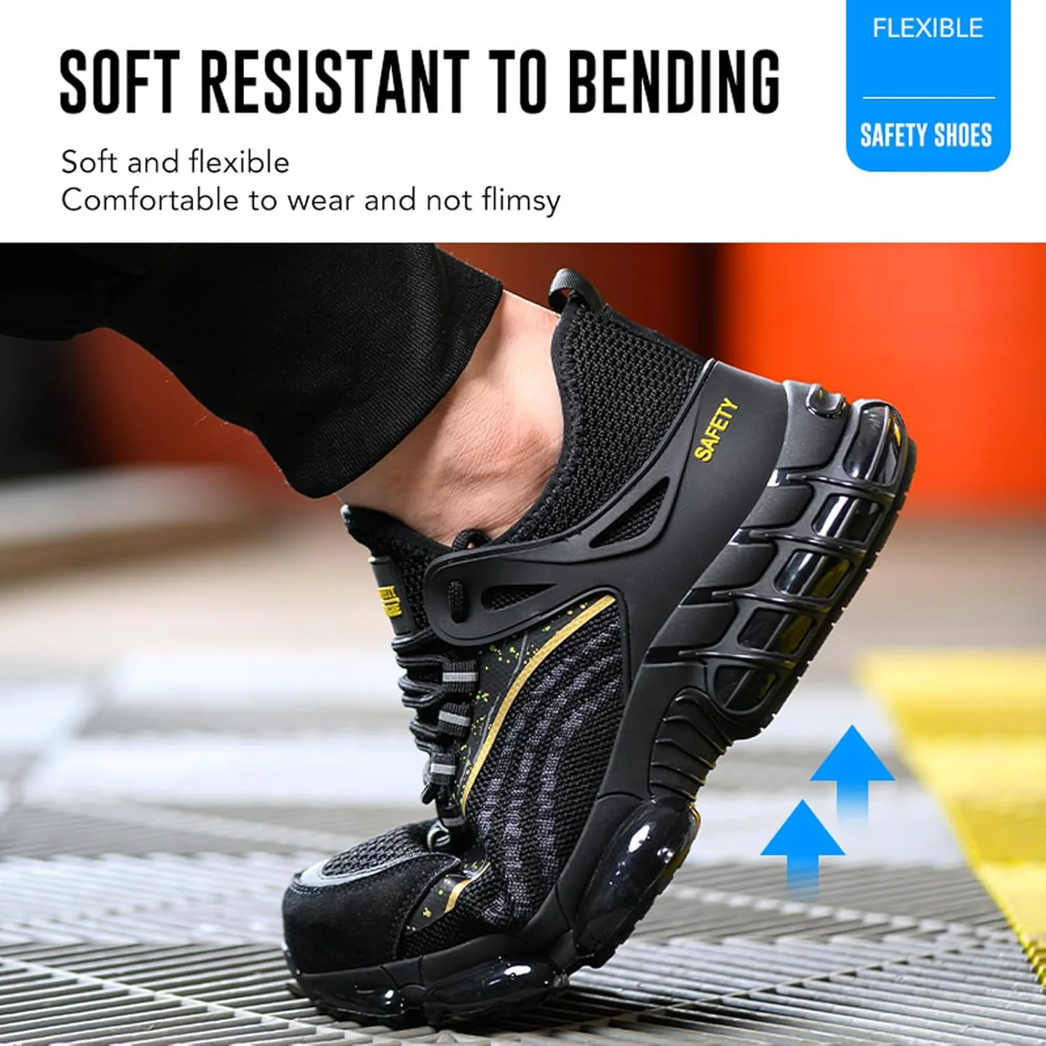 Steel Toe Shoes for Men Women Comfortable Breathable Safety Work Shoes Lightweight Indestructible Puncture Proof Steel Toe Sneakers