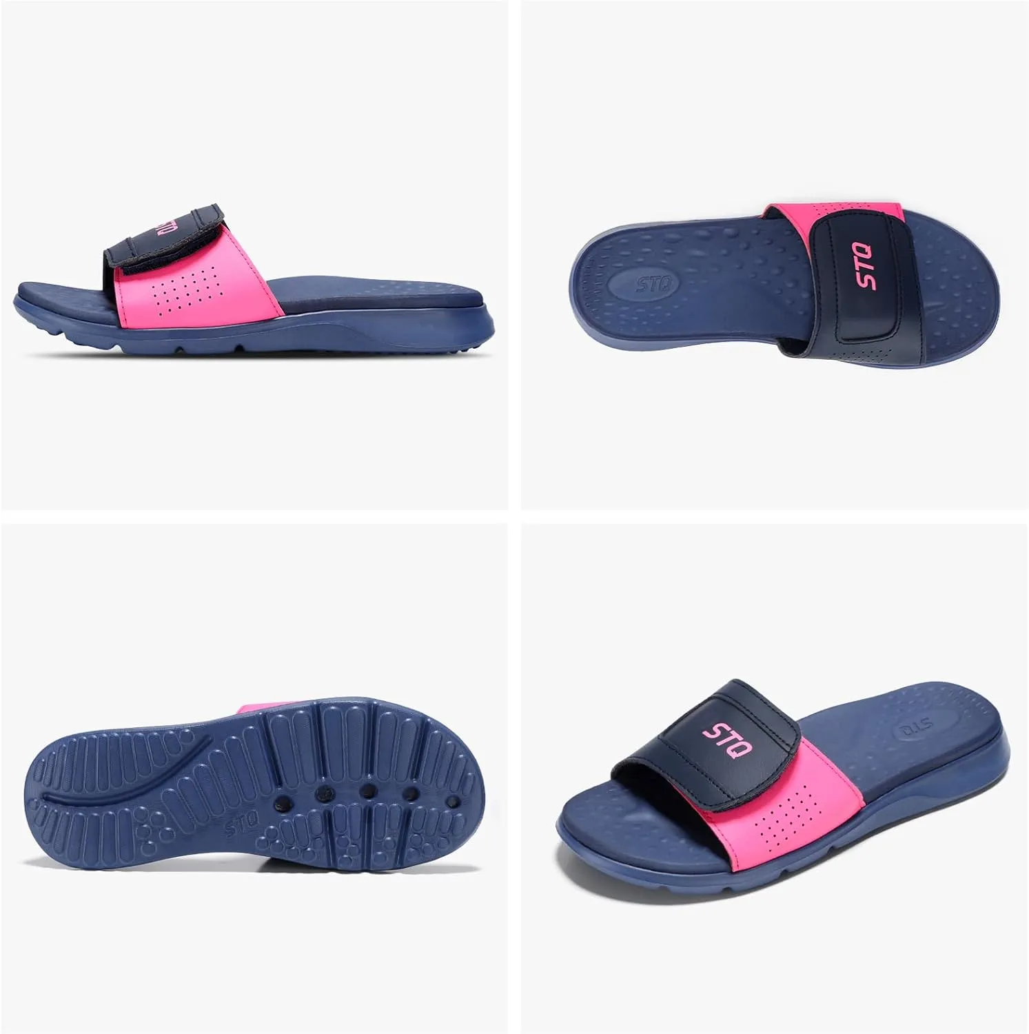 STQ Orthopedic Slides for Women Memory Foam Sandals Arch Support Slide Sandals with Adjustable Hook and Loop