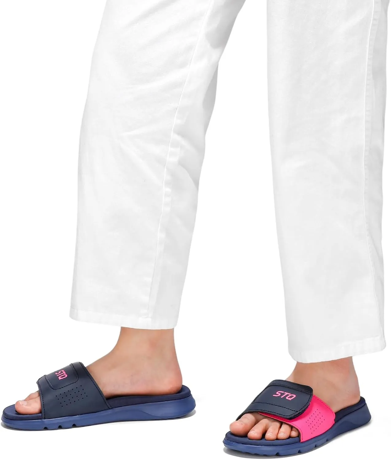 STQ Orthopedic Slides for Women Memory Foam Sandals Arch Support Slide Sandals with Adjustable Hook and Loop