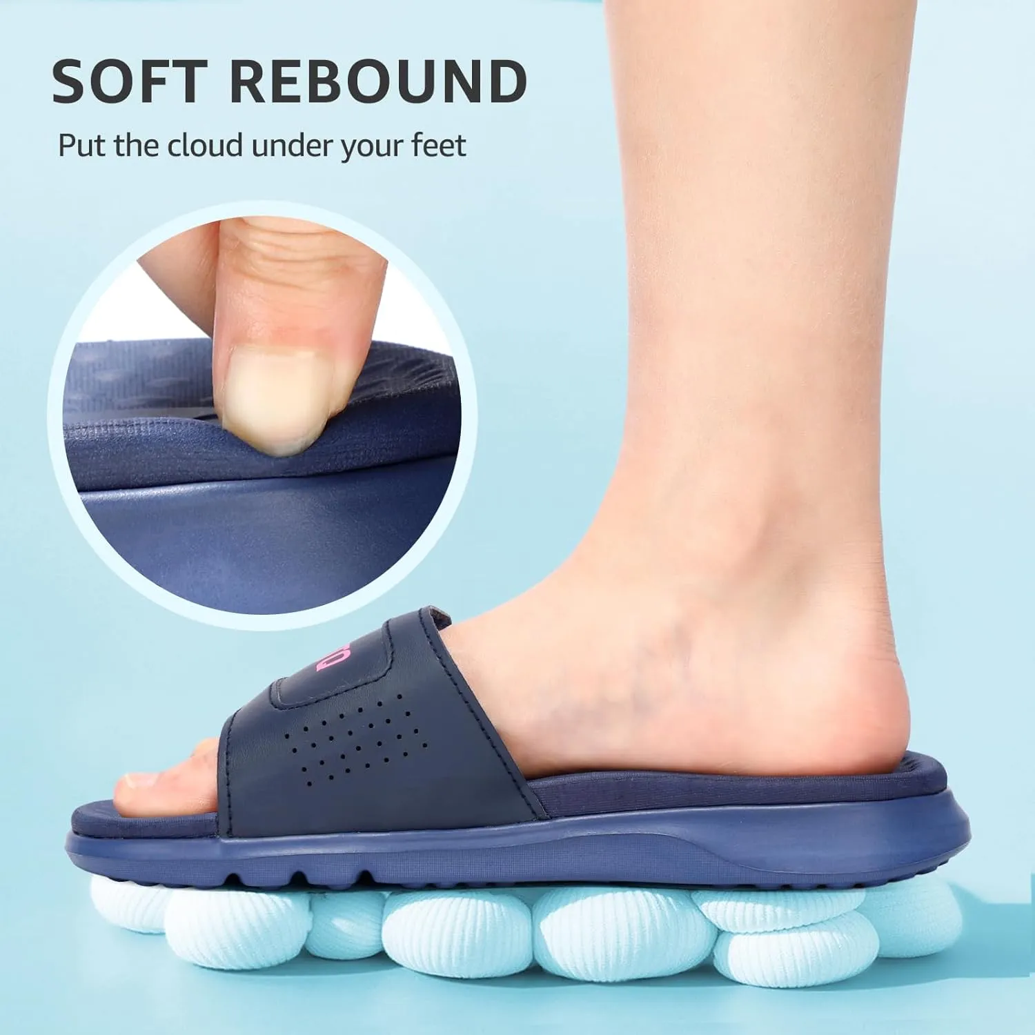 STQ Orthopedic Slides for Women Memory Foam Sandals Arch Support Slide Sandals with Adjustable Hook and Loop