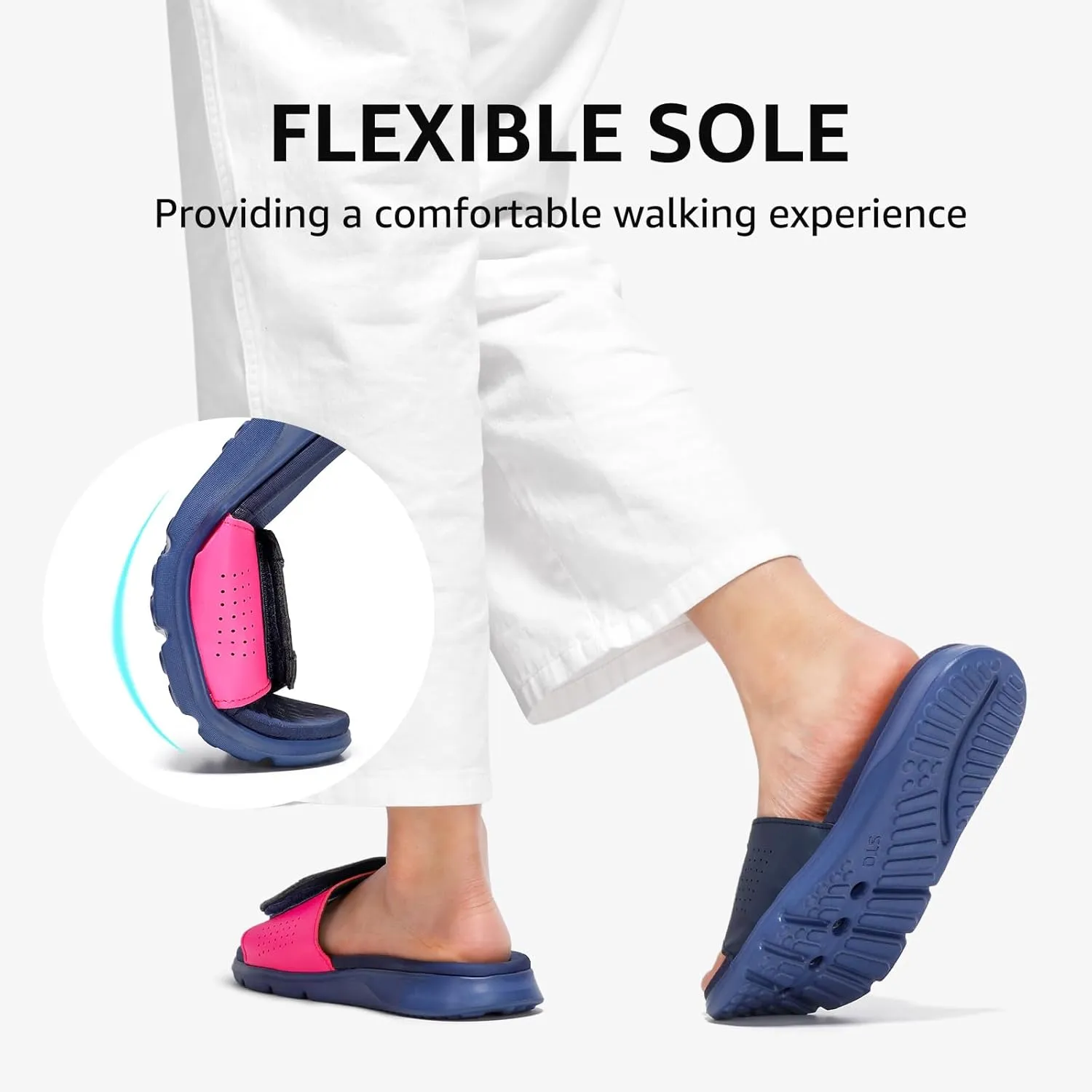 STQ Orthopedic Slides for Women Memory Foam Sandals Arch Support Slide Sandals with Adjustable Hook and Loop