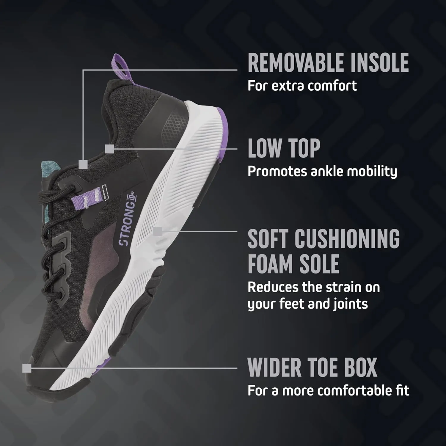 Strong iD Low-Top Exercise Shoes for Women, Athletic Sneakers
