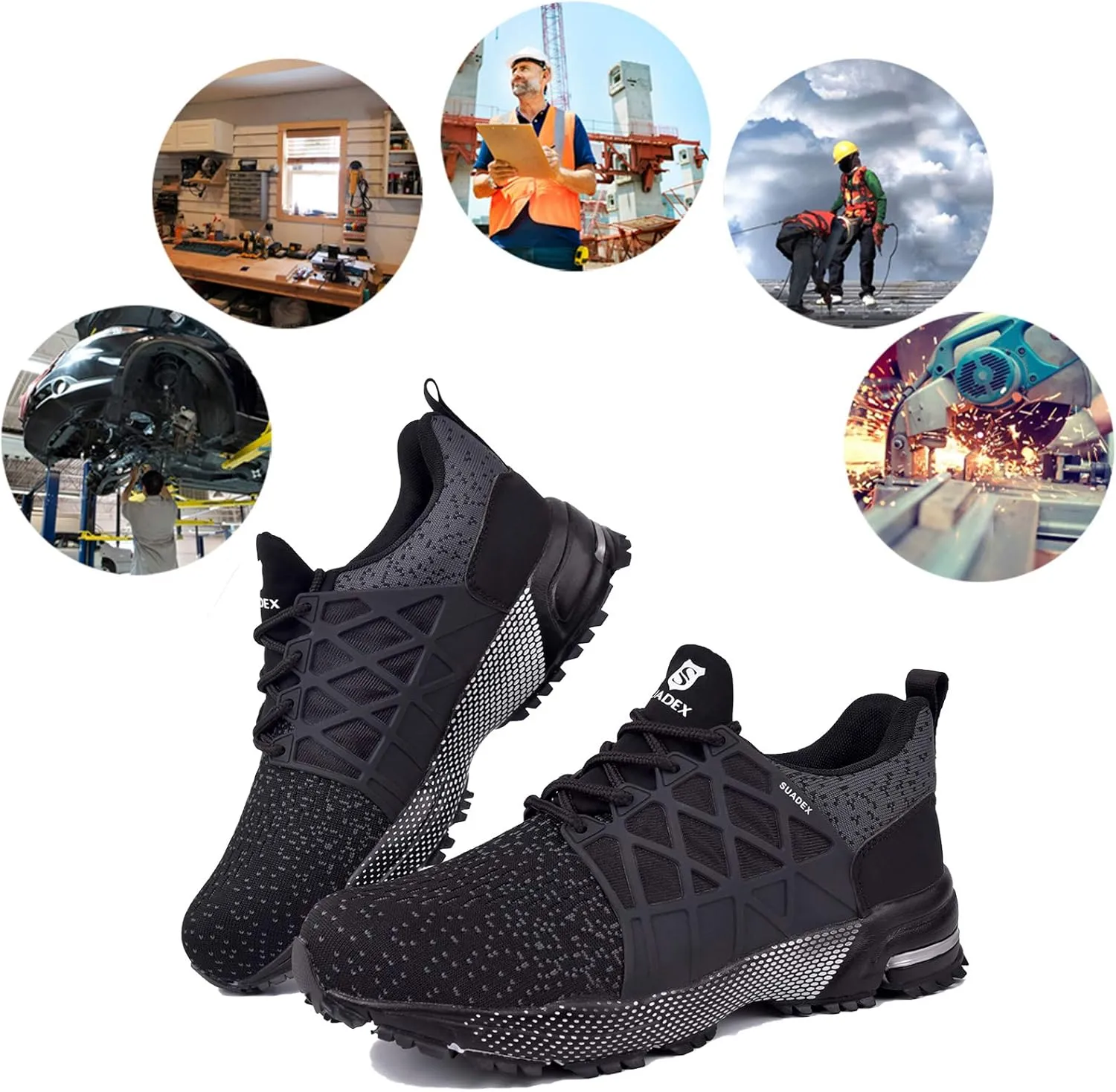 SUADEX Indestructible Steel Toe Shoes Men Women Safety Work Sneakers Comfortable Lightweight