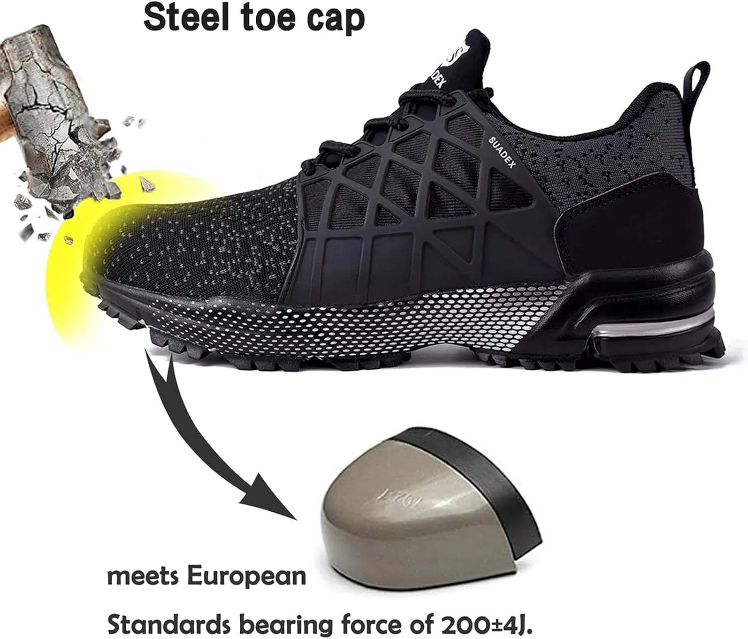 SUADEX Indestructible Steel Toe Shoes Men Women Safety Work Sneakers Comfortable Lightweight
