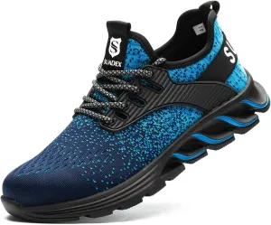 SUADEX Steel Toe Shoes for Men Women Indestructible Safety Work Tennis Shoes Lightweight Comfortable Slip Resistant Breathable Construction Composite Toe Sneakers