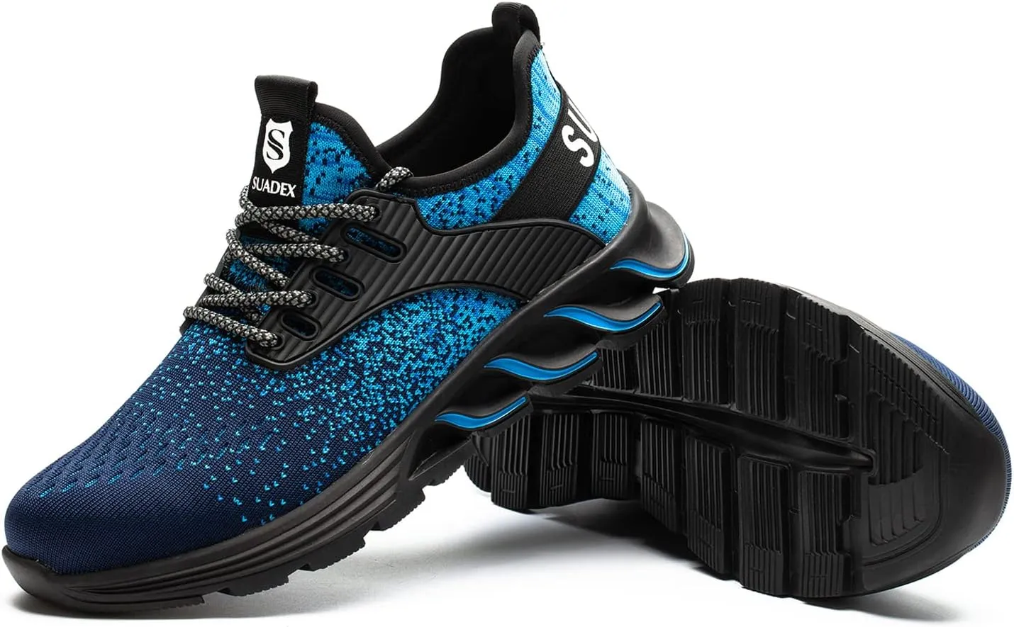 SUADEX Steel Toe Shoes for Men Women Indestructible Safety Work Tennis Shoes Lightweight Comfortable Slip Resistant Breathable Construction Composite Toe Sneakers