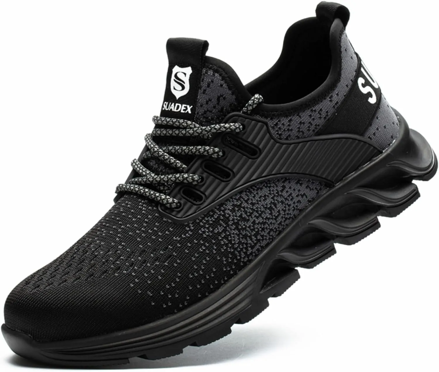 SUADEX Steel Toe Shoes for Men Women Indestructible Safety Work Tennis Shoes Lightweight Comfortable Slip Resistant Breathable Construction Composite Toe Sneakers