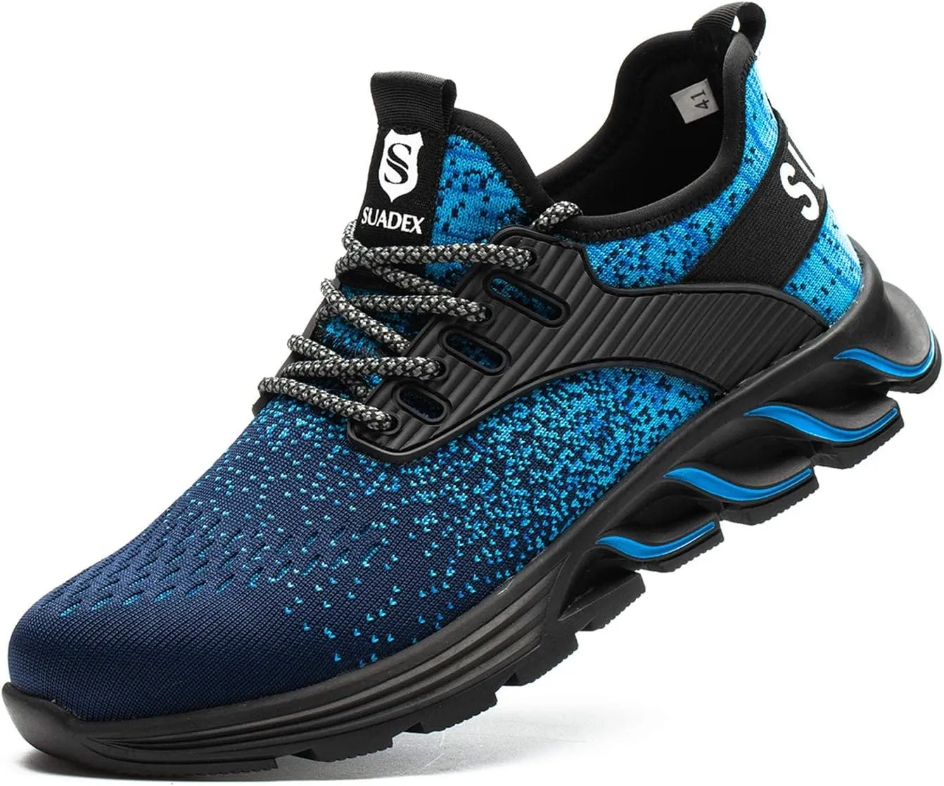 SUADEX Steel Toe Shoes for Men Women Indestructible Safety Work Tennis Shoes Lightweight Comfortable Slip Resistant Breathable Construction Composite Toe Sneakers