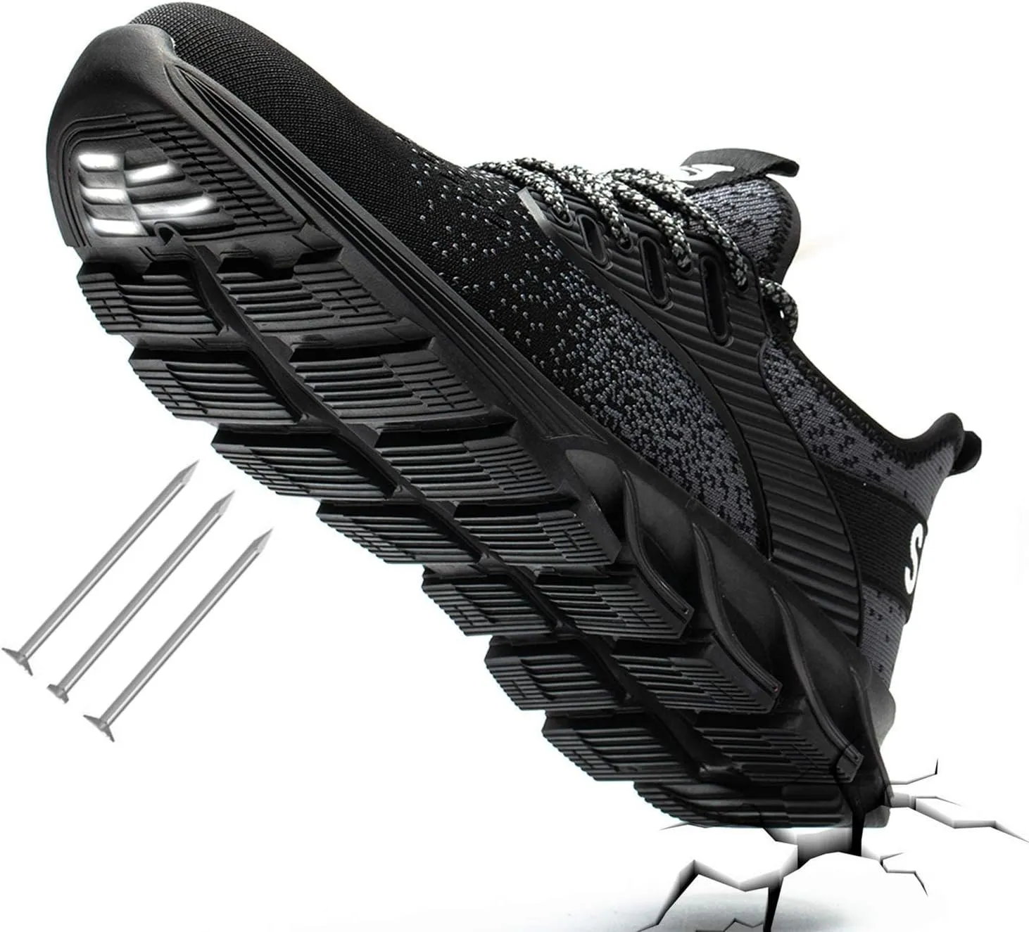SUADEX Steel Toe Shoes for Men Women Indestructible Safety Work Tennis Shoes Lightweight Comfortable Slip Resistant Breathable Construction Composite Toe Sneakers