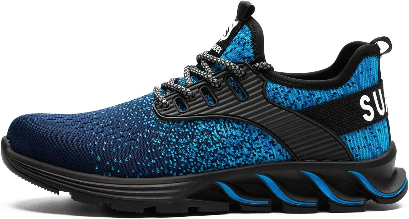 SUADEX Steel Toe Shoes for Men Women Indestructible Safety Work Tennis Shoes Lightweight Comfortable Slip Resistant Breathable Construction Composite Toe Sneakers