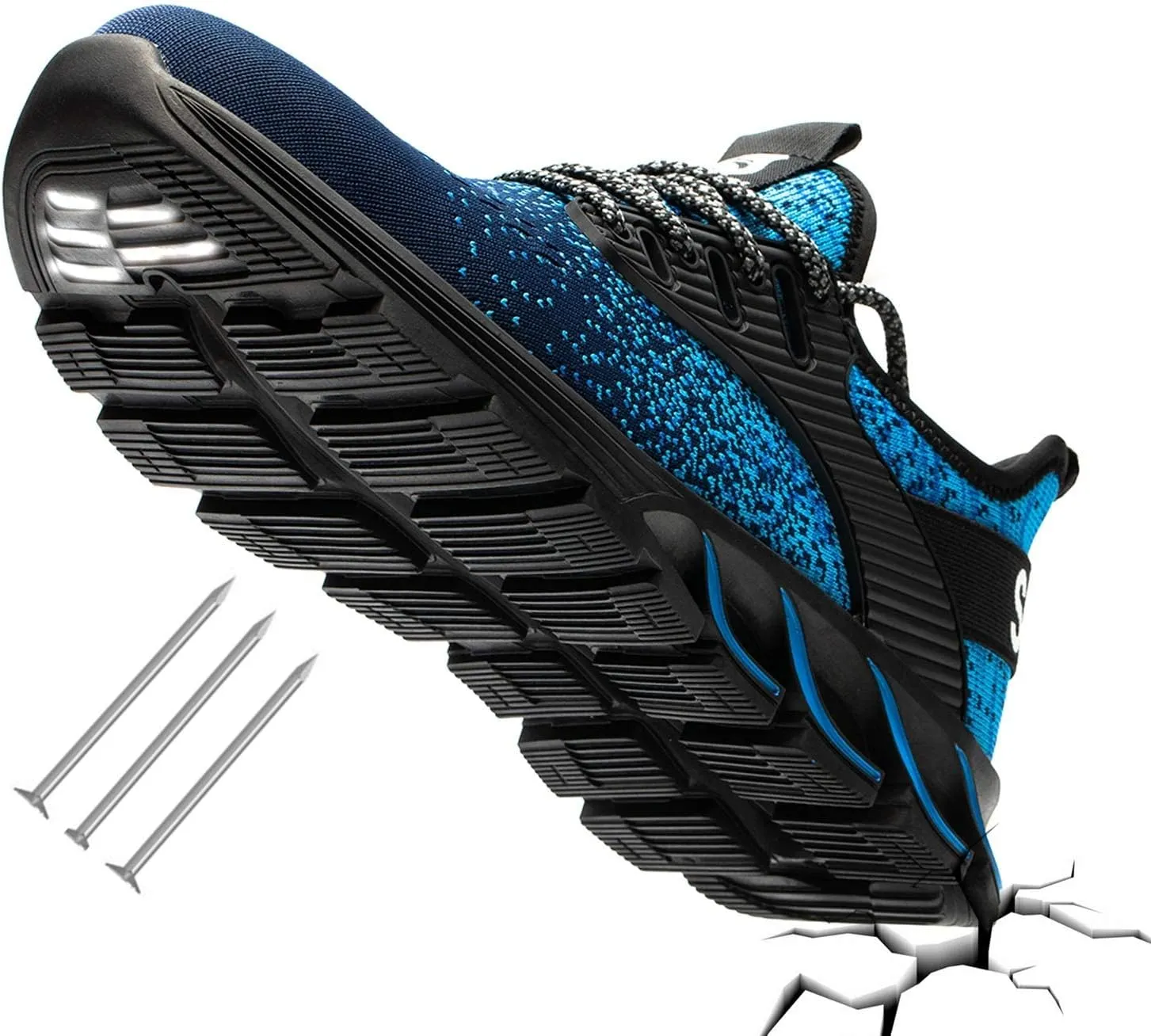 SUADEX Steel Toe Shoes for Men Women Indestructible Safety Work Tennis Shoes Lightweight Comfortable Slip Resistant Breathable Construction Composite Toe Sneakers