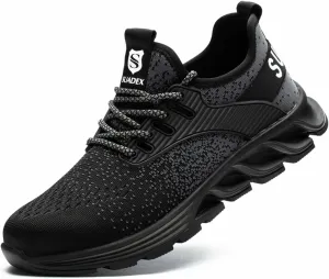 SUADEX Steel Toe Shoes for Men Women Indestructible Safety Work Tennis Shoes Lightweight Comfortable Slip Resistant Breathable Construction Composite Toe Sneakers