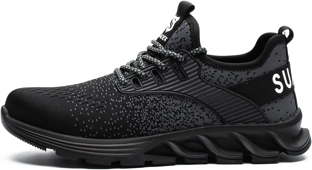 SUADEX Steel Toe Shoes for Men Women Indestructible Safety Work Tennis Shoes Lightweight Comfortable Slip Resistant Breathable Construction Composite Toe Sneakers