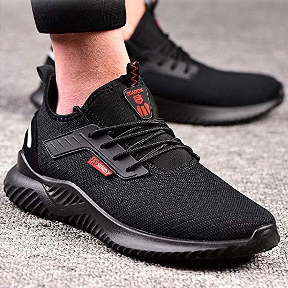 SUADEX Steel Toe Shoes for Men Women Lightweight Safety Work Sneakers for Construction Indestructible Breathable