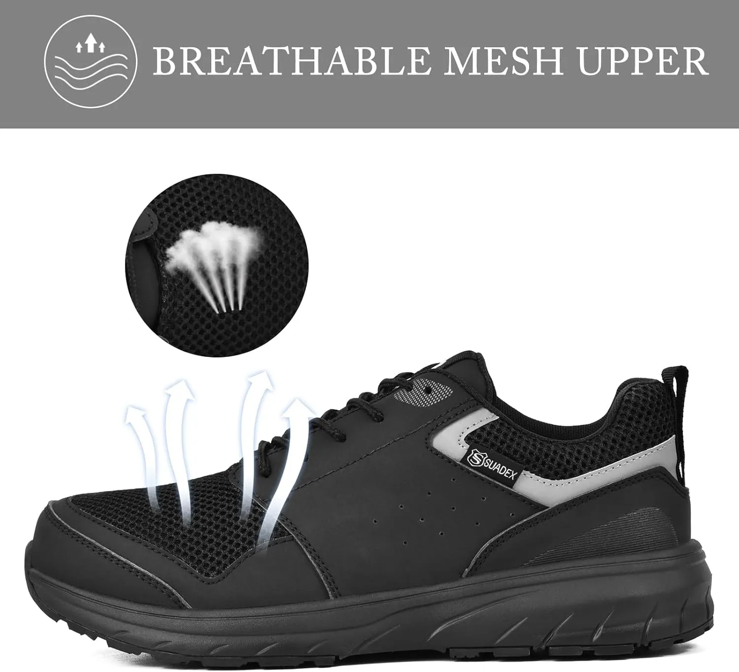 SUADEX Steel Toe Shoes for Men Women Safety Toe Work Shoes Breathable Steel Toe Sneakers Puncture Resistant