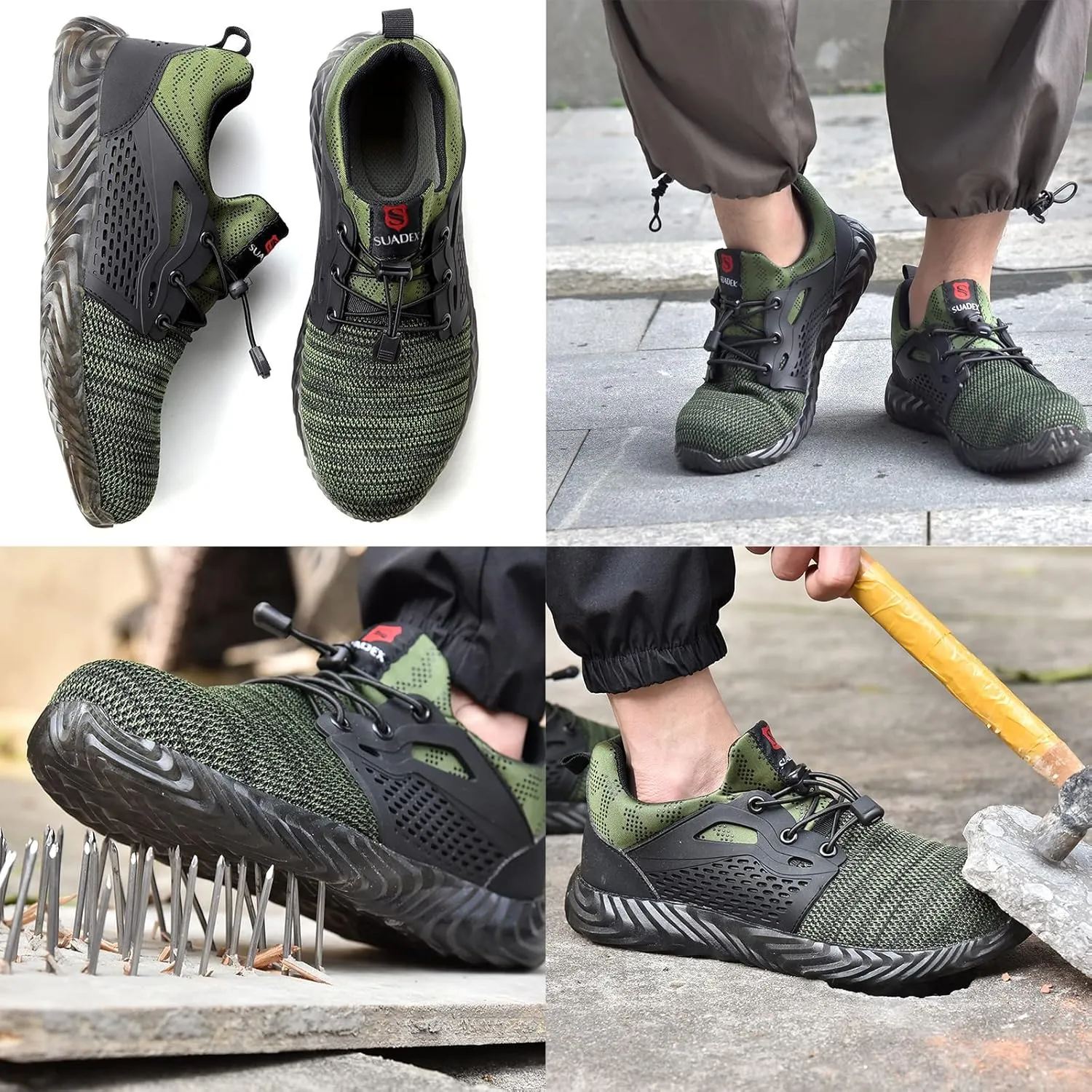 SUADEX Steel Toe Shoes Men Women Indestructible Work Safety Shoes Working Industrial Construction Sneakers