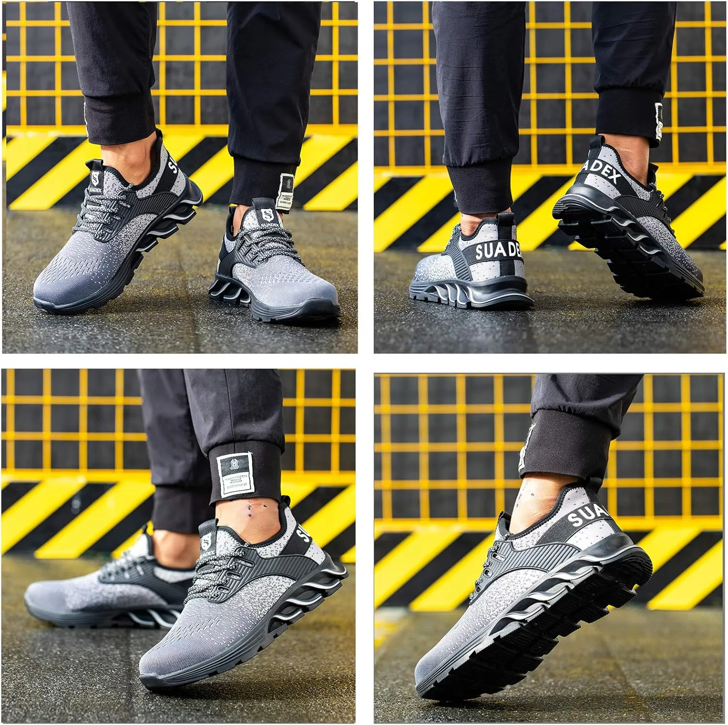 SUADEX Steel Toe Sneakers for Men Women Indestructible Work Safety Shoes Lightweight Comfortable Slip Resistant Composite Toe