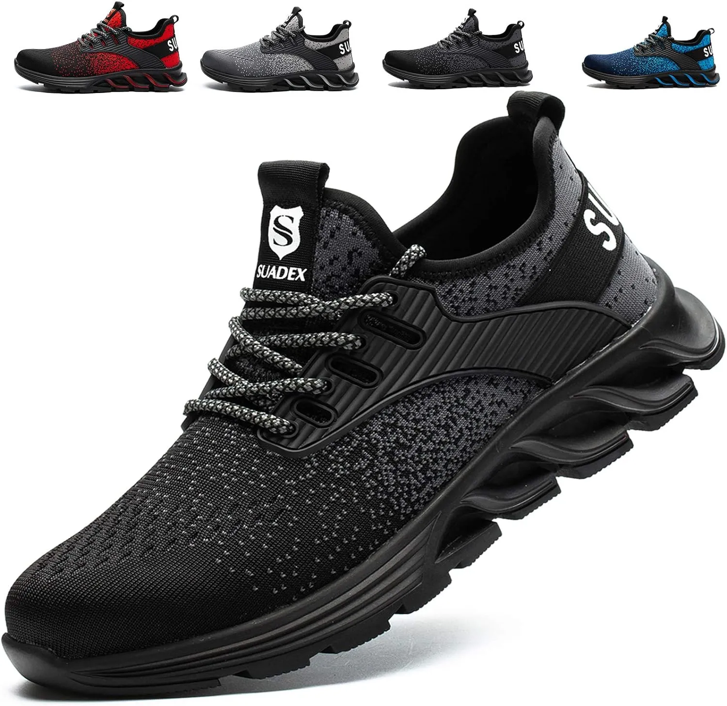 SUADEX Steel Toe Sneakers for Men Women Indestructible Work Safety Shoes Lightweight Comfortable Slip Resistant Composite Toe