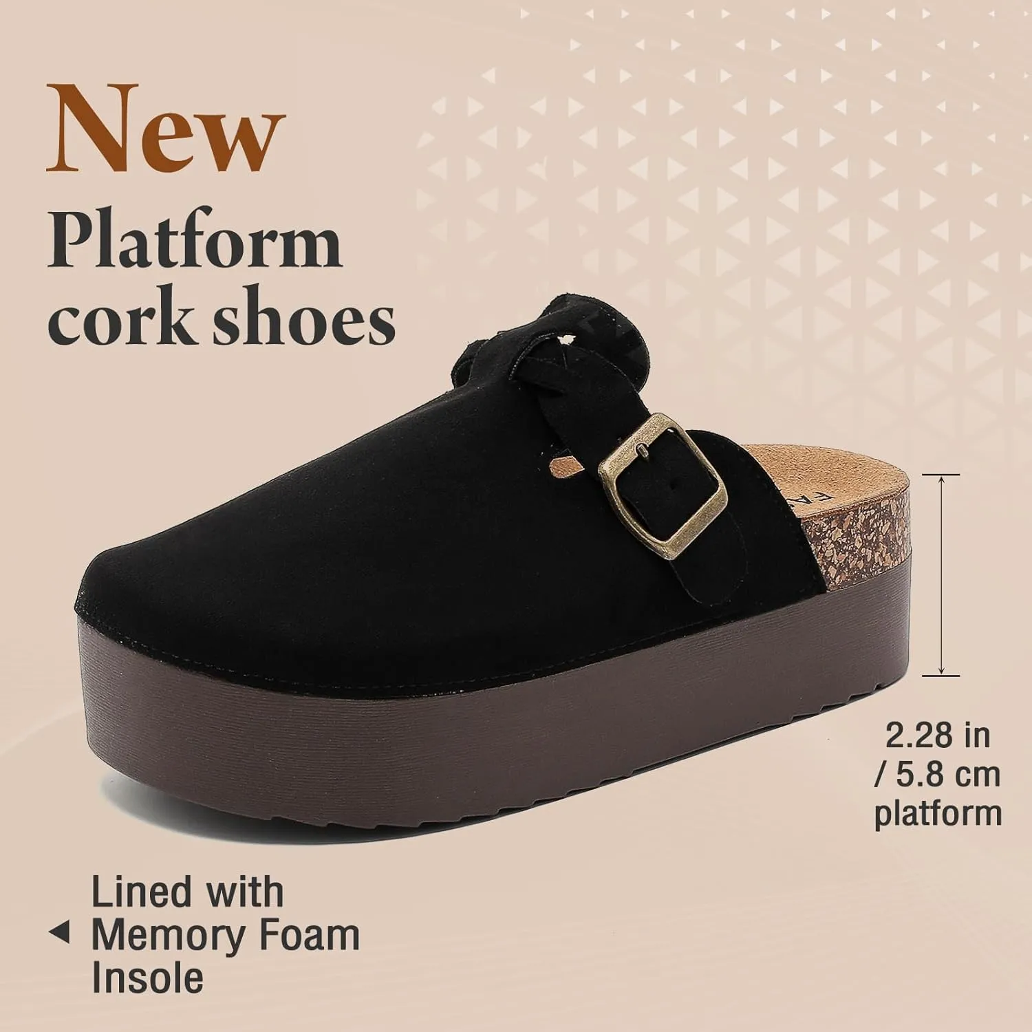 Suede Platform Clogs Women, Closed Toe Slippers Slides Sandals, Potato Shoes with Adjustable Buckle, Non Slip On Mules