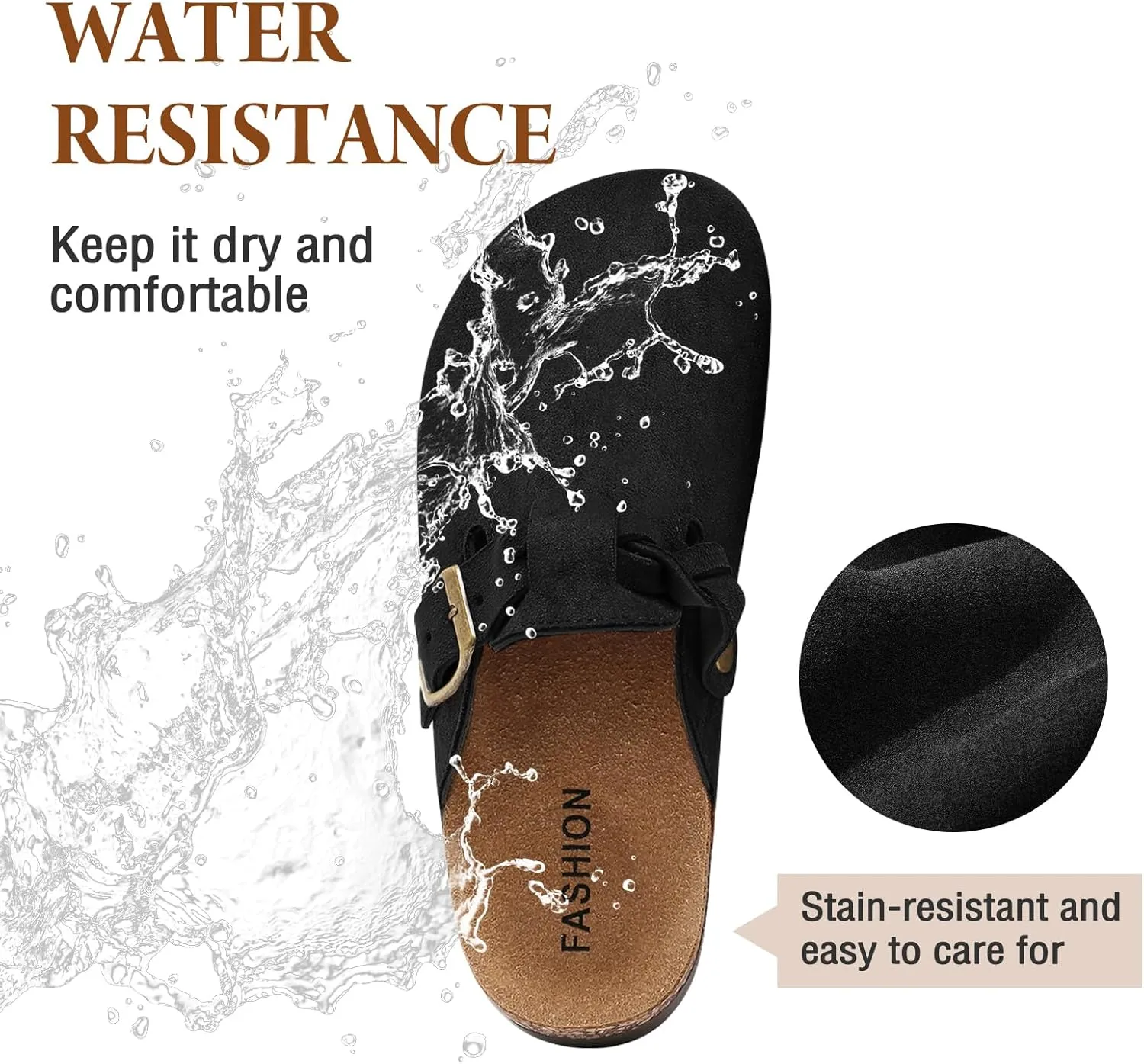 Suede Platform Clogs Women, Closed Toe Slippers Slides Sandals, Potato Shoes with Adjustable Buckle, Non Slip On Mules