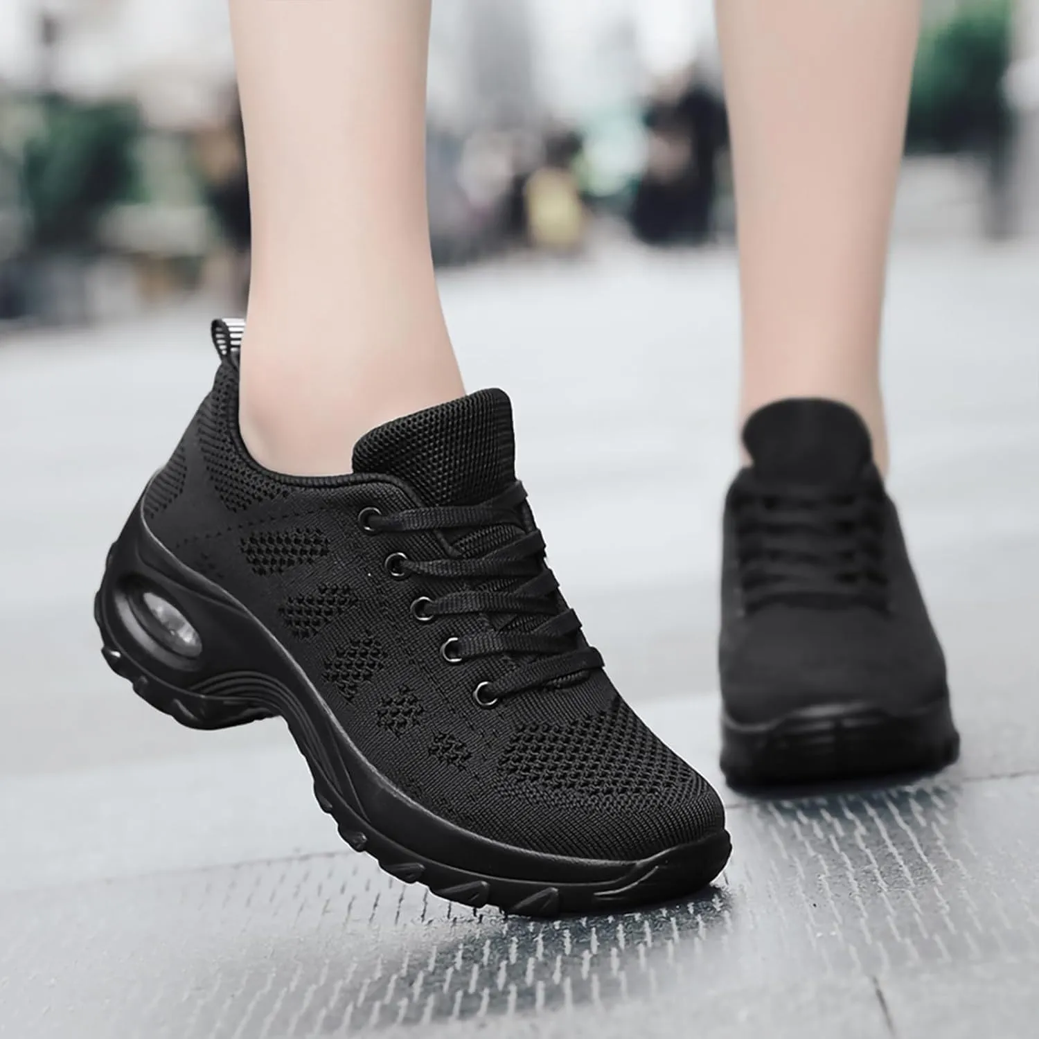 SWDZM Women Breathable Dance Sneakers Air Cushion Split Sole Athletic Dance Walking Shoes