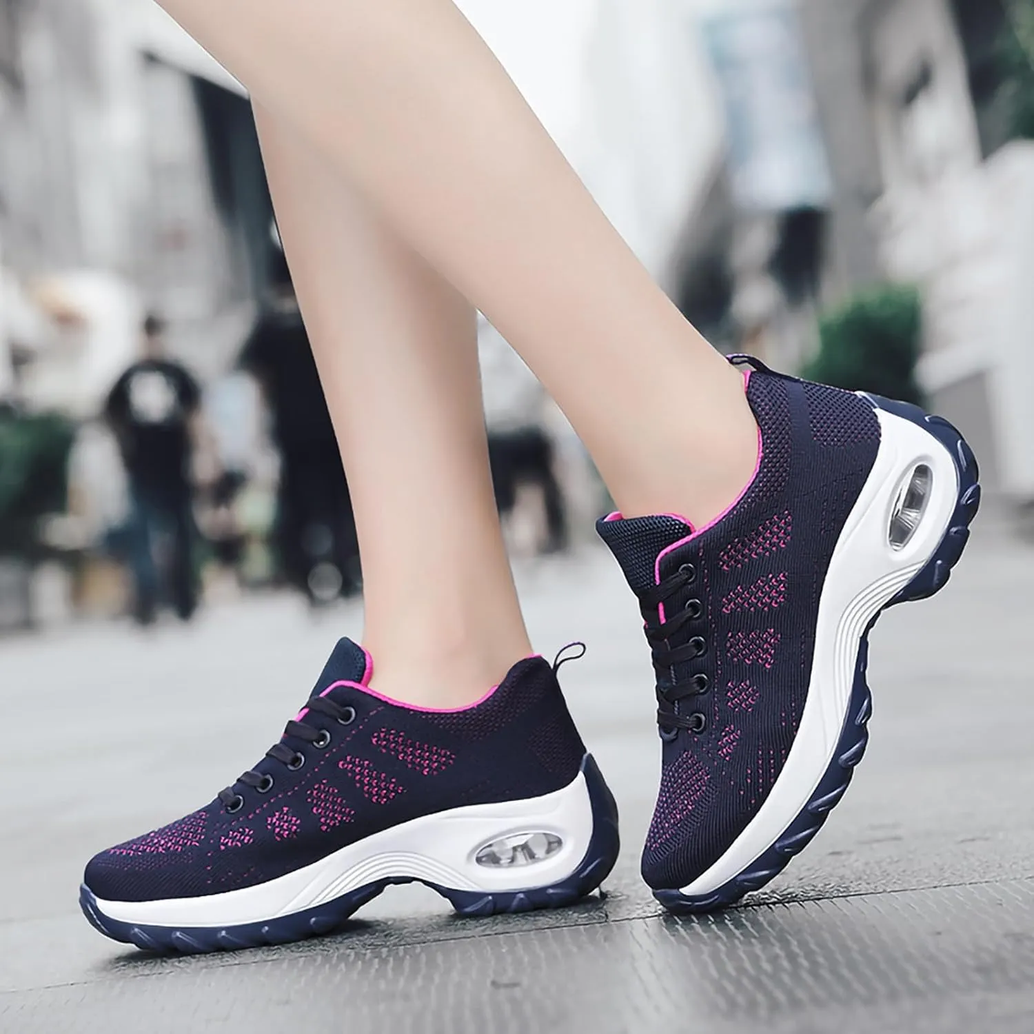 SWDZM Women Breathable Dance Sneakers Air Cushion Split Sole Athletic Dance Walking Shoes