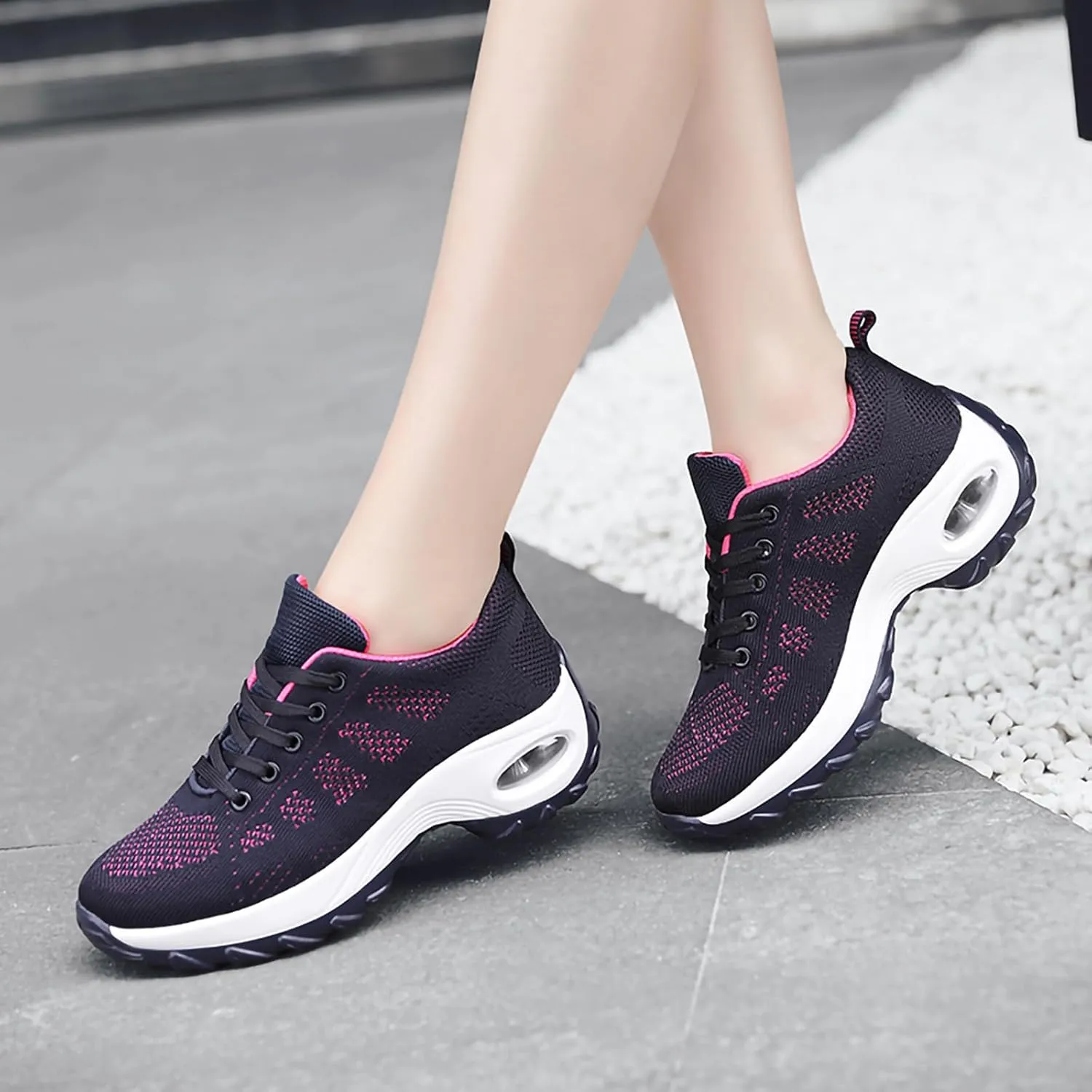 SWDZM Women Breathable Dance Sneakers Air Cushion Split Sole Athletic Dance Walking Shoes