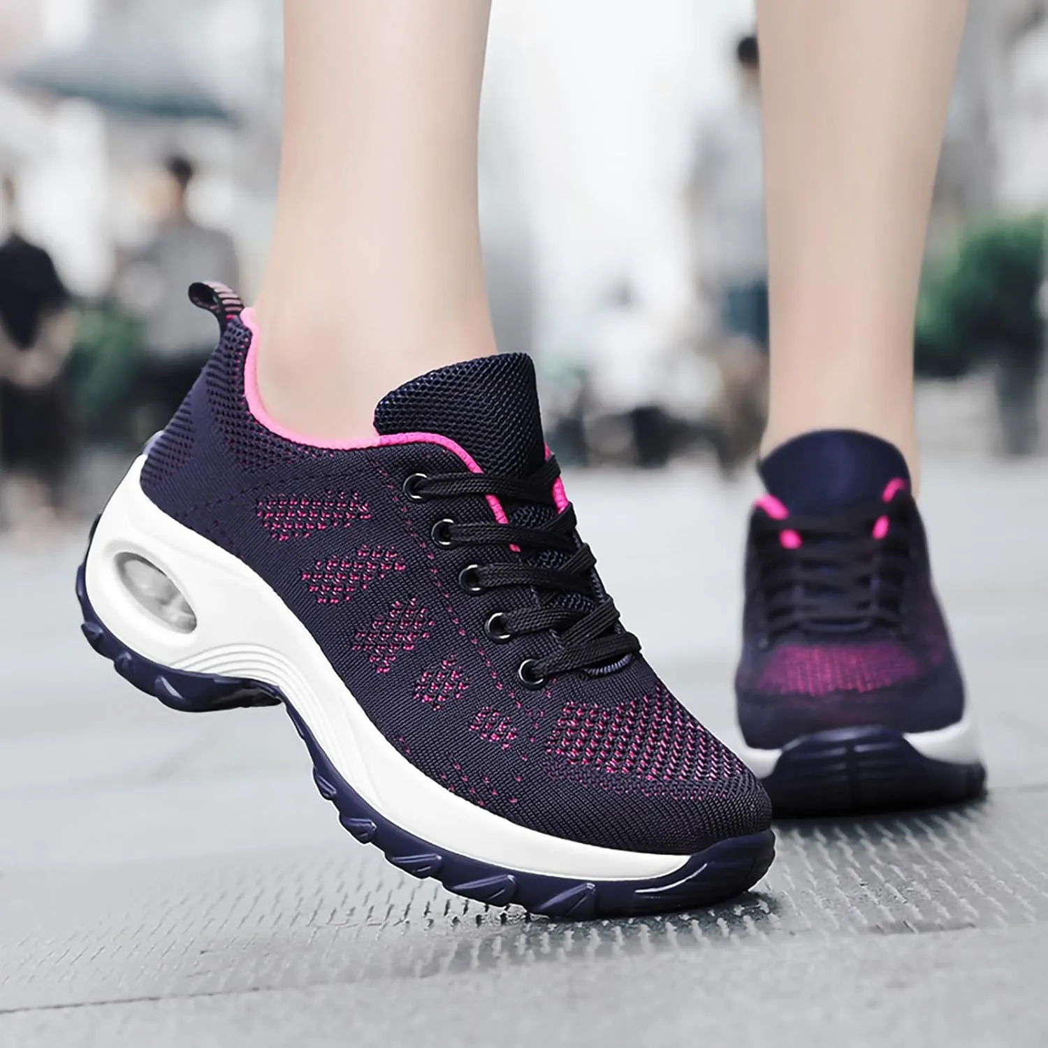 SWDZM Women Breathable Dance Sneakers Air Cushion Split Sole Athletic Dance Walking Shoes