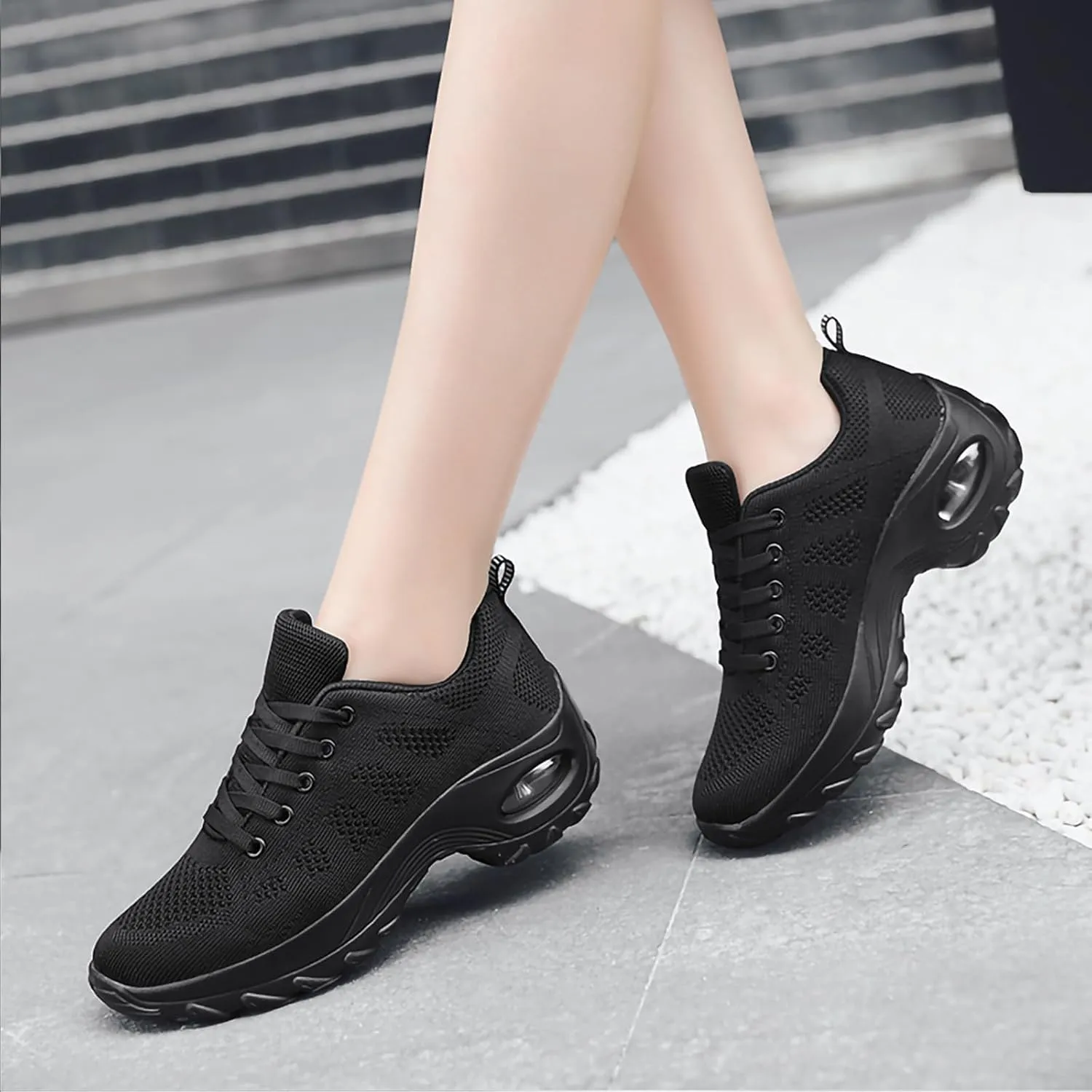 SWDZM Women Breathable Dance Sneakers Air Cushion Split Sole Athletic Dance Walking Shoes