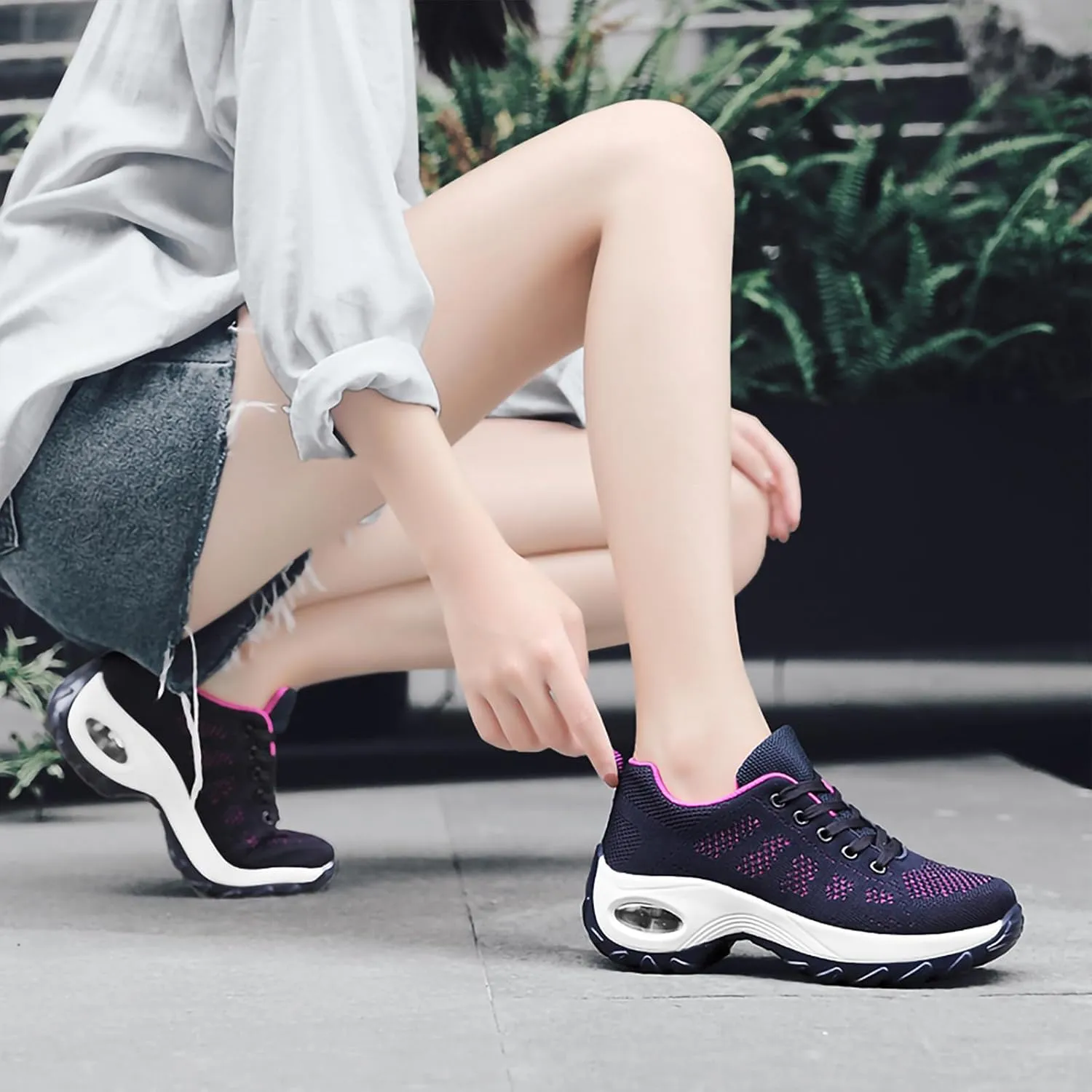 SWDZM Women Breathable Dance Sneakers Air Cushion Split Sole Athletic Dance Walking Shoes