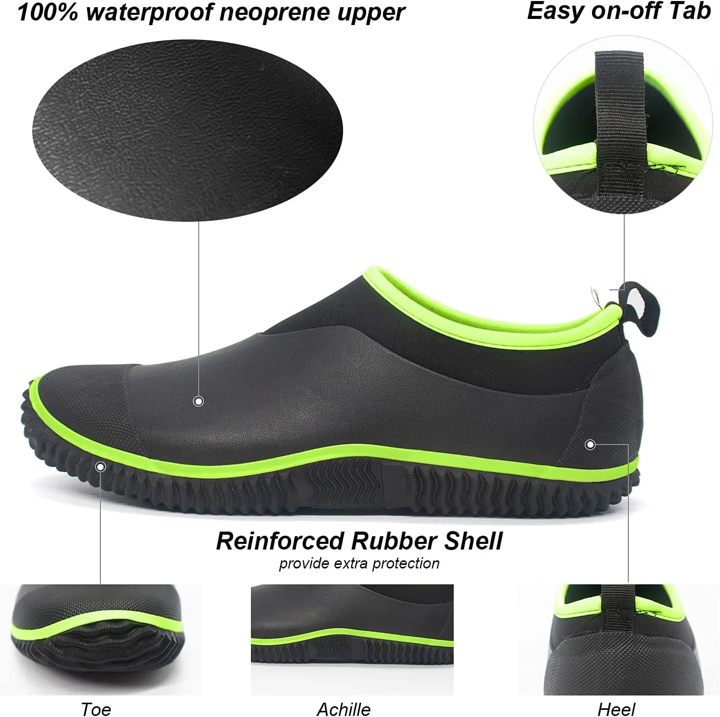 SWIFTFROG Men’s Garden Boots - Unisex Waterproof Ankle Slip-On Footwear Rubber Rain Boots for Men Women Outdoor,Camping,Gardening