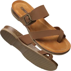 TEMOFON Womens Flat Sandals with Arch Support Adjustable Straps Comfortable Summer Walking Casual Flip Flops Size 5-11