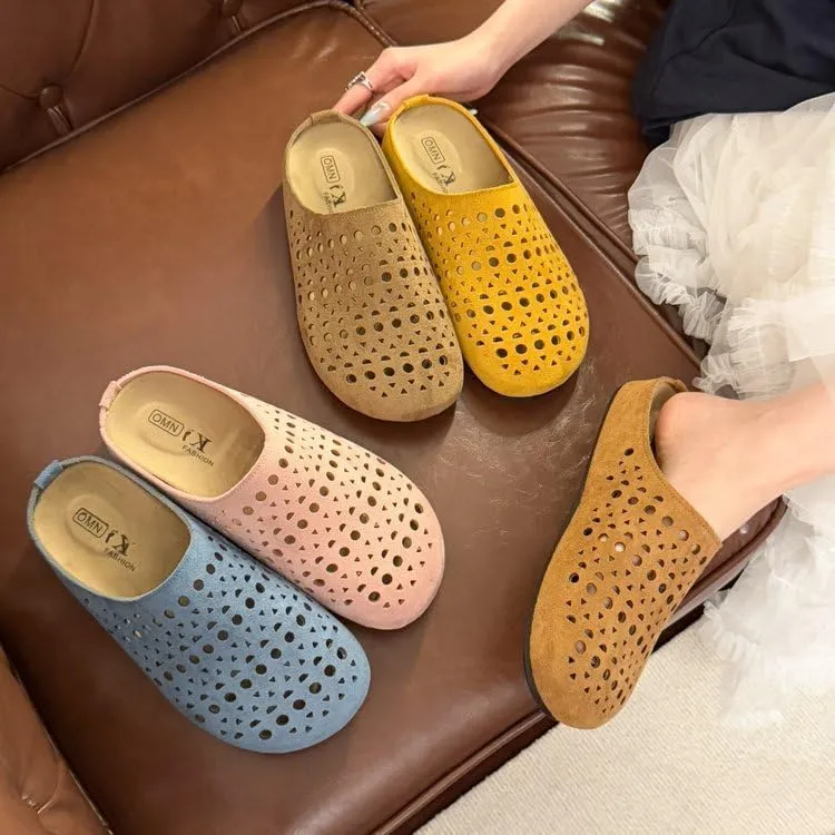 Thick-Soled Bag Head Slippers for Women's Outer wear 2025 New Hollow Lazy one-Pedal Half Slippers,Wear-Resistant and Lightweight, Skin-Friendly, Breathable and Comfortable