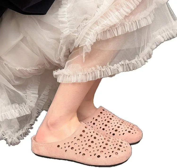 Thick-Soled Bag Head Slippers for Women's Outer wear 2025 New Hollow Lazy one-Pedal Half Slippers,Wear-Resistant and Lightweight, Skin-Friendly, Breathable and Comfortable
