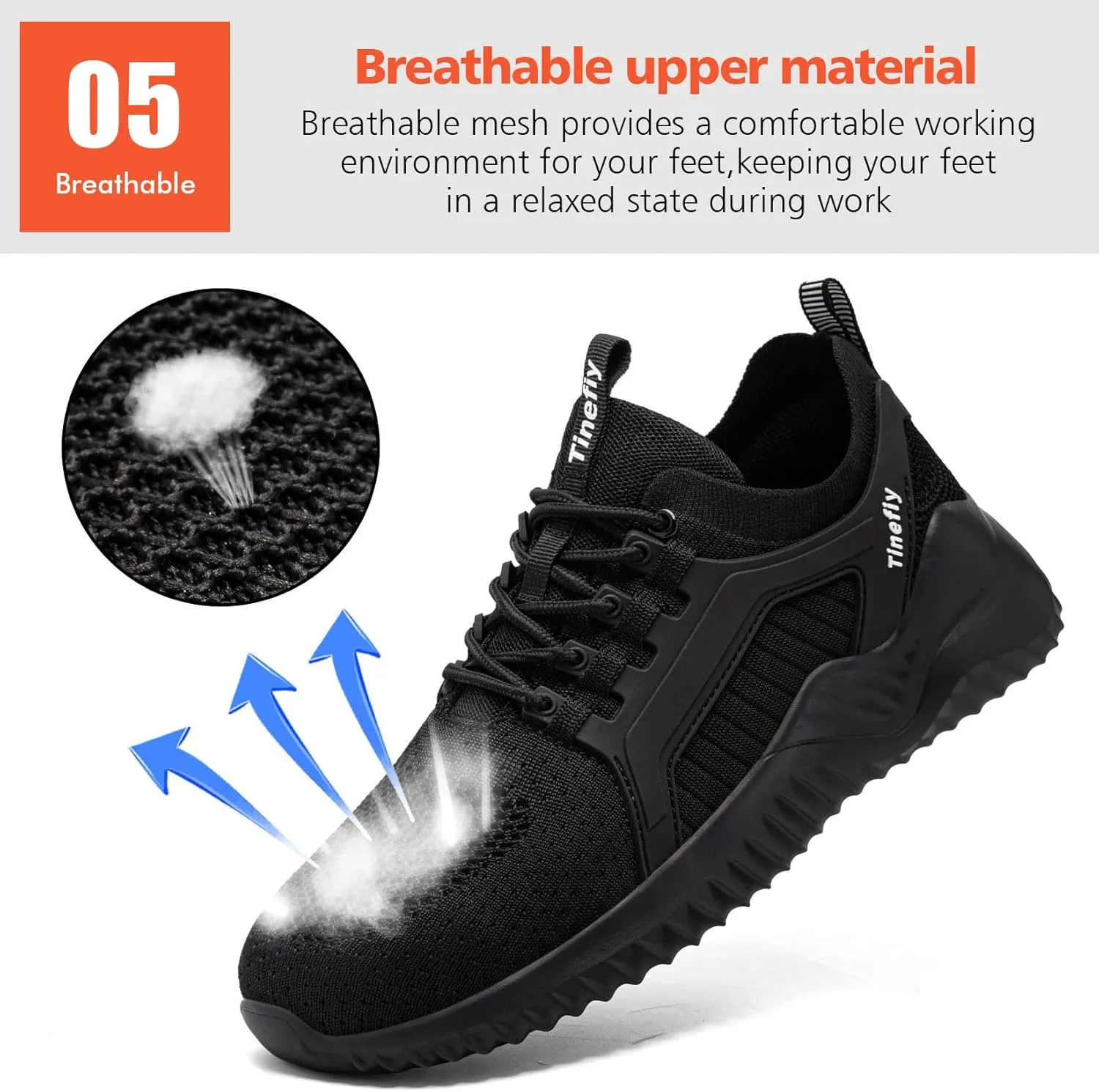 Tinefiy Steel Toe Shoes for Women Work Sneakers Lightweight Comfortable Safety Toe Slip On Puncture Proof Footwear Indestructible Shoe