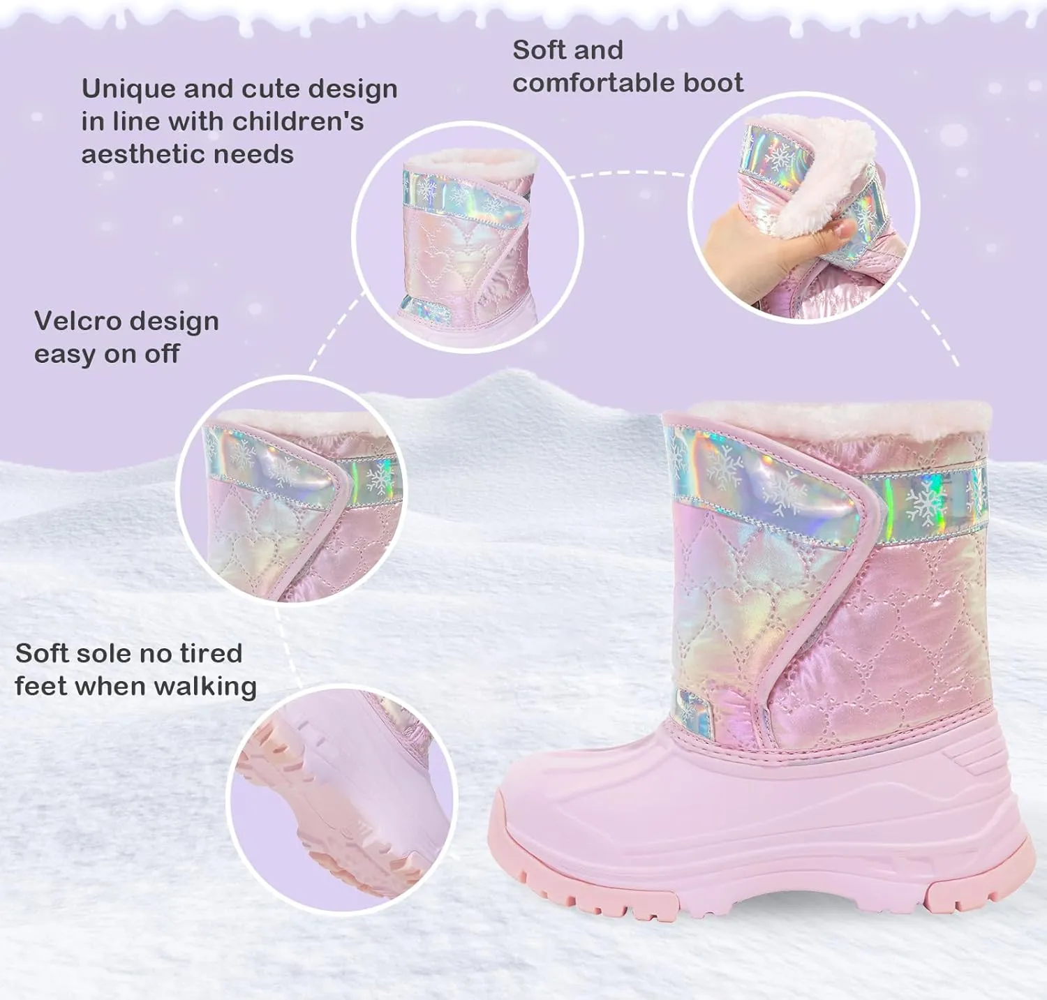 Toddler Warm Boots Girls Winter Snow Boots Child Rain Boot Waterproof Shoes Outdoor