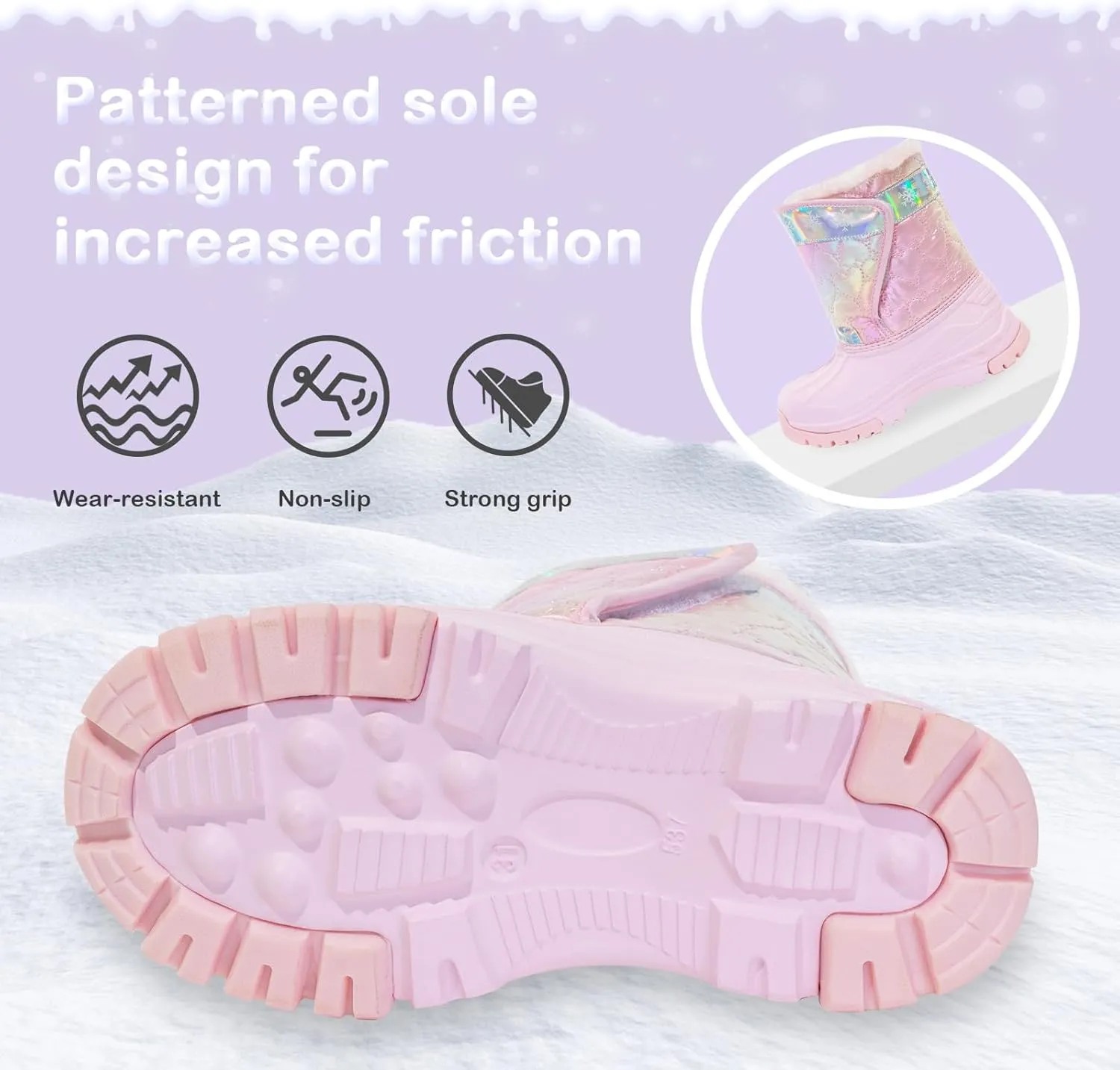 Toddler Warm Boots Girls Winter Snow Boots Child Rain Boot Waterproof Shoes Outdoor