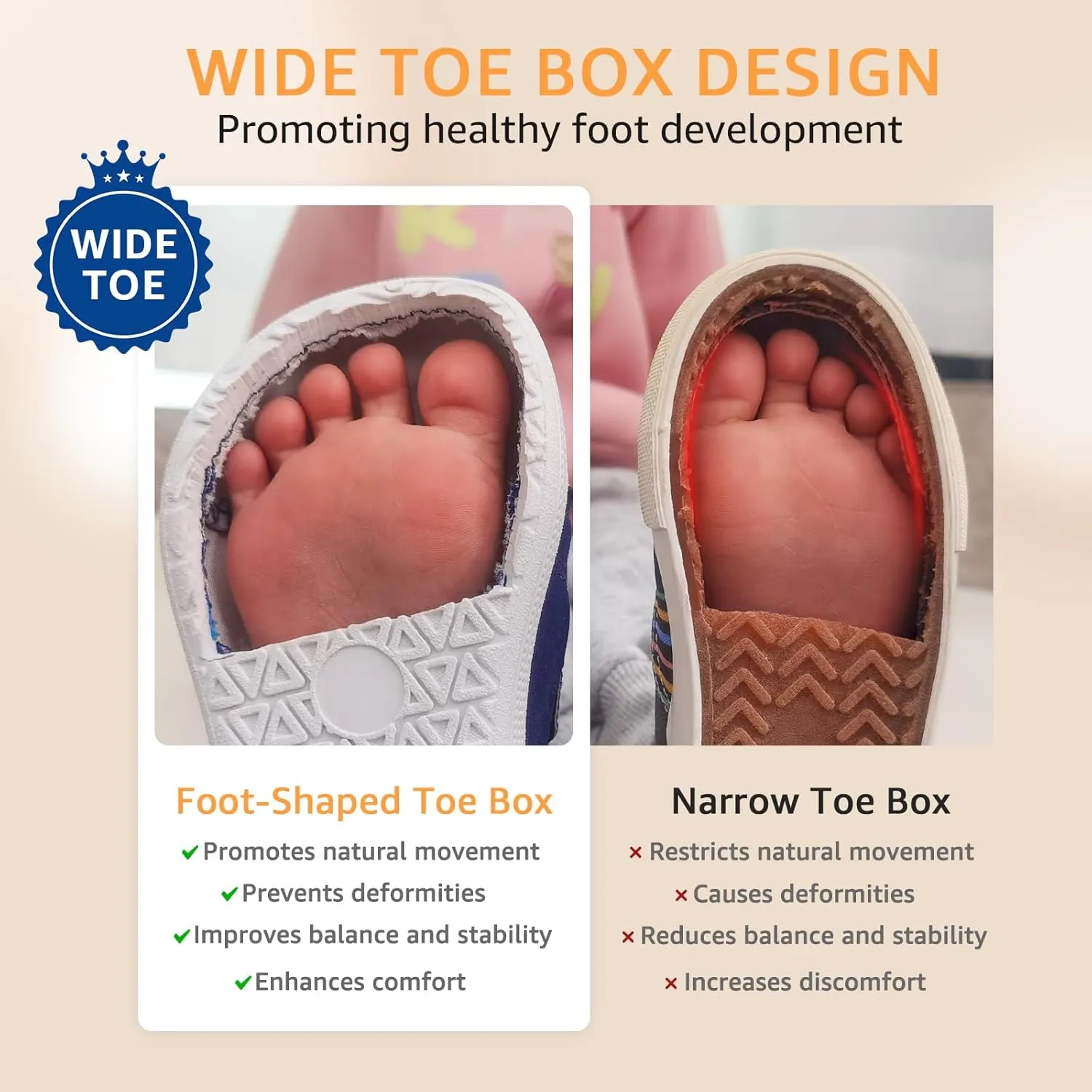 Toddler Wide Toe Box Water Shoes: Boys Girls Zero Drop Beach Sandals Summer Kids Barefoot Swim Pool Shoe
