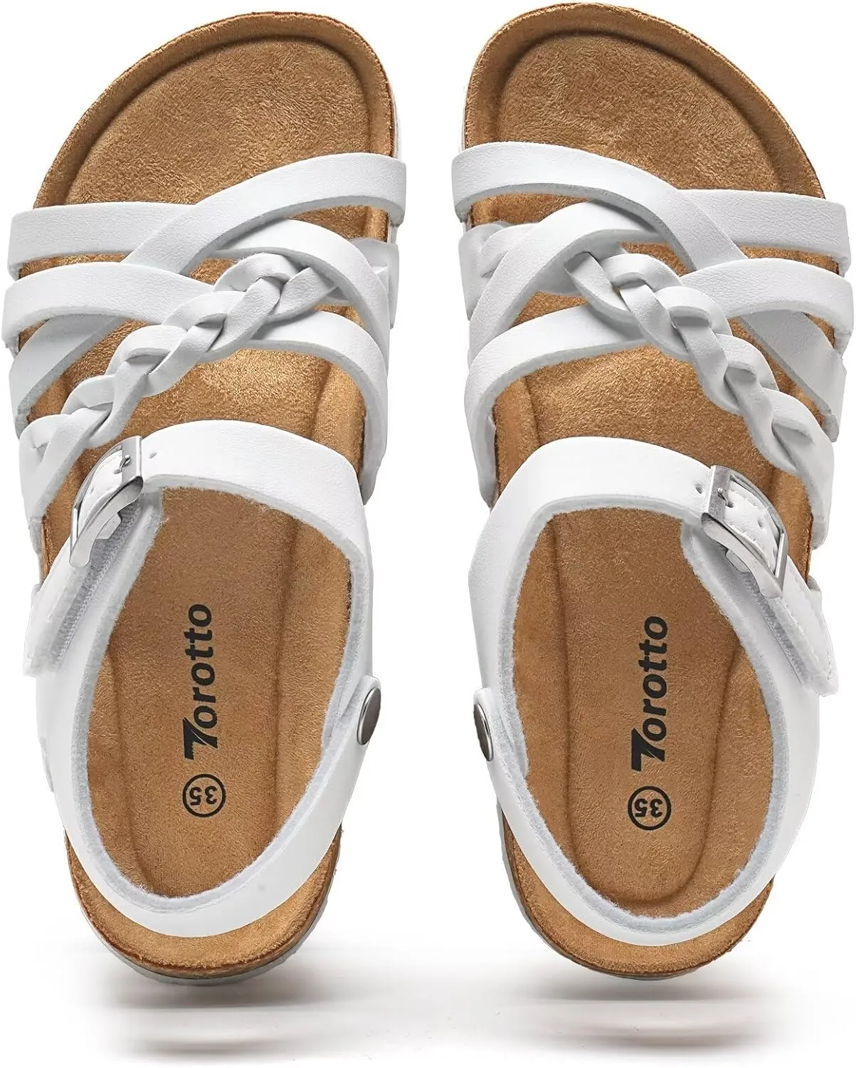 Torotto Girls Sandals with Cork Footbed Adjustable Buckle Casual Slides Sandals Open Toes Flat for Kids Toddler