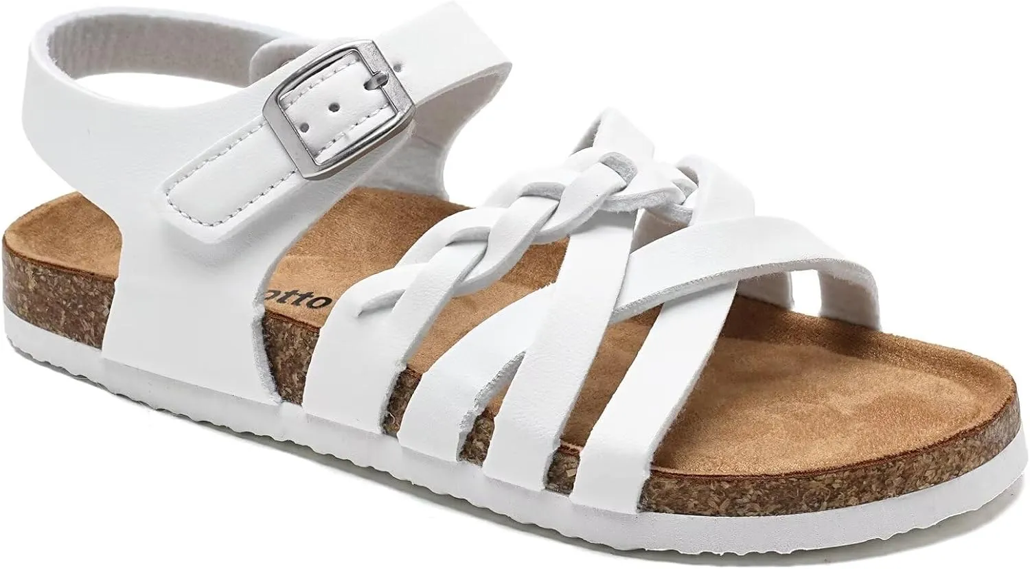 Torotto Girls Sandals with Cork Footbed Adjustable Buckle Casual Slides Sandals Open Toes Flat for Kids Toddler