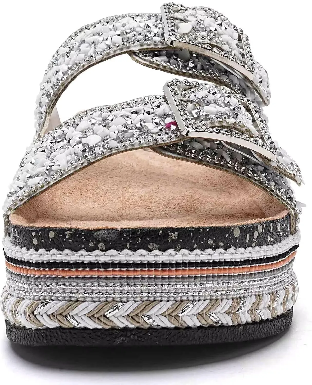 Torotto Womens Slides with Cork Footbed Open Toe Adjustable Webbing Flat Sandals for Walking | Beach | Indoor