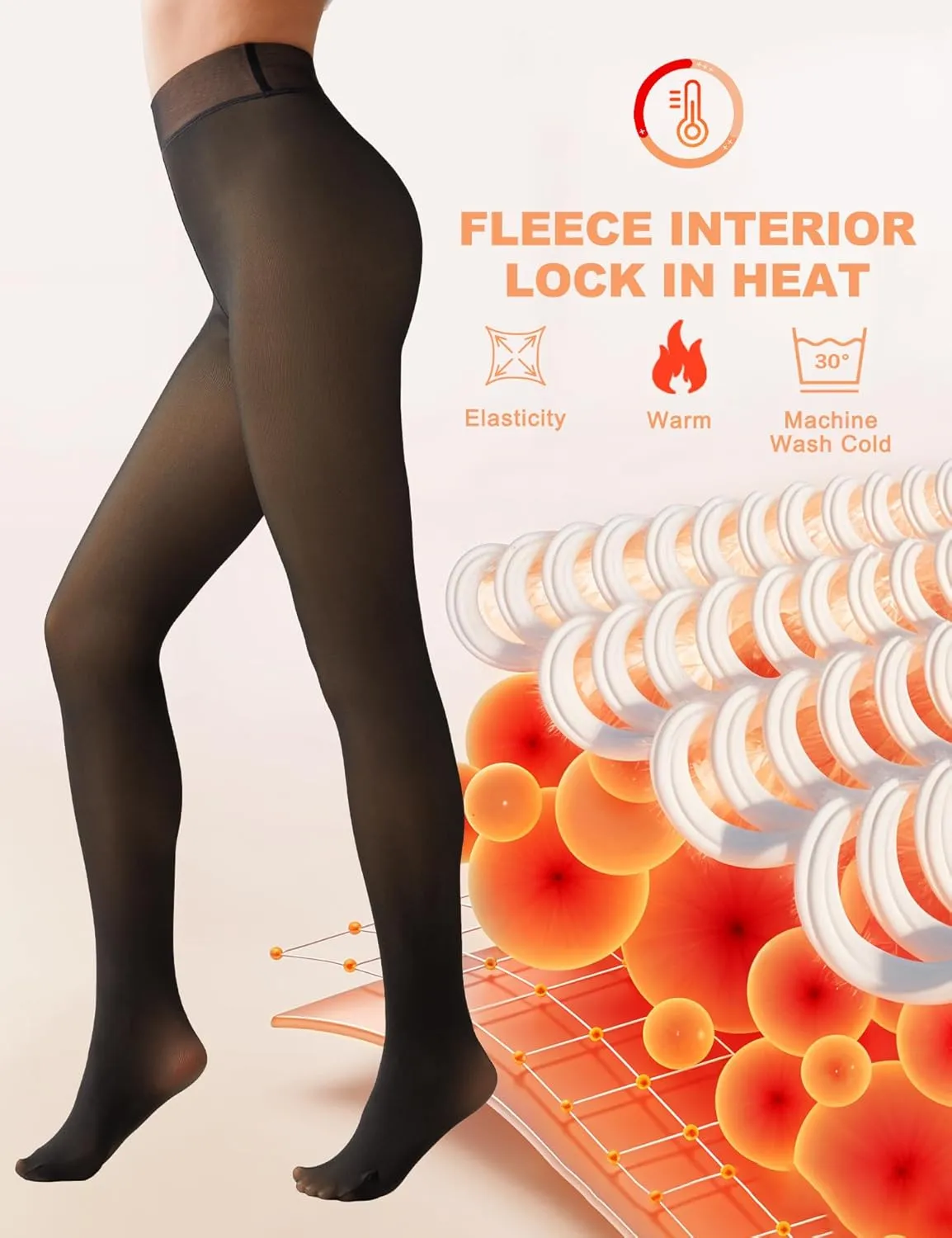 Tournesol Women's Fleece Lined Tights Thermal Pantyhose Fake Translucent Tights Warm Sheer Thick Leggings for Winter