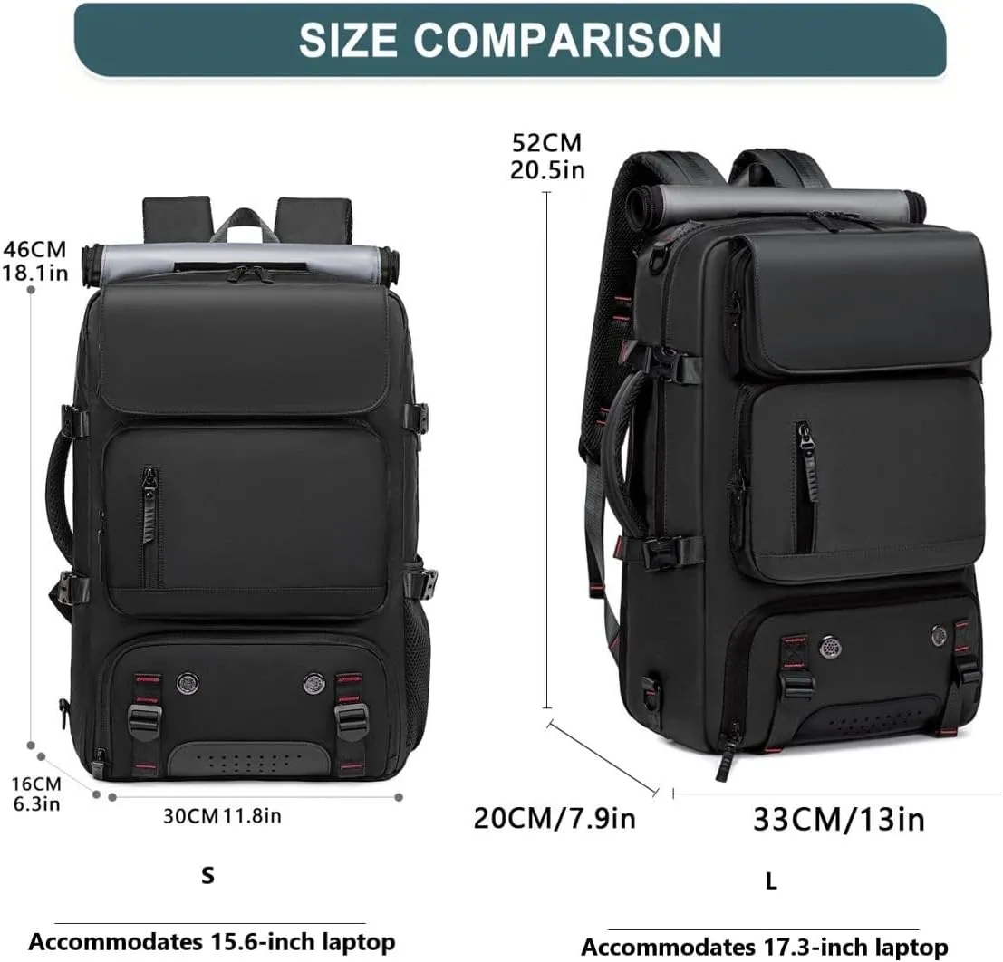 Travel Backpack for Men Women, Personal Item Travel Bag with Multi-Pockets, Carry on Backpack Fits 17.3/15.6inch Laptop (Black, 17.3 inch)