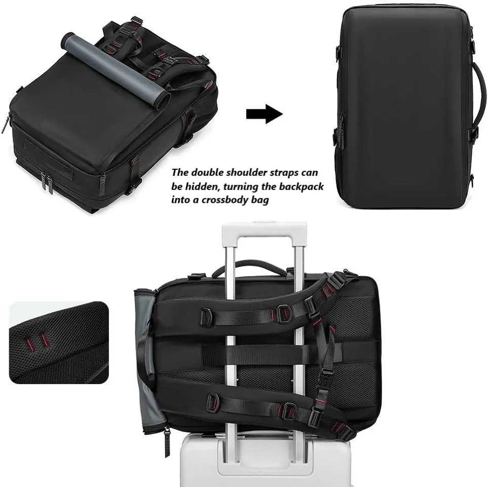 Travel Backpack for Men Women, Personal Item Travel Bag with Multi-Pockets, Carry on Backpack Fits 17.3/15.6inch Laptop (Black, 17.3 inch)
