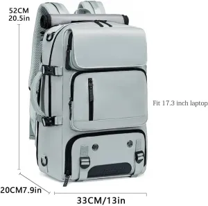 Travel Backpack for Men Women, Personal Item Travel Bag with Multi-Pockets, Carry on Backpack Fits 17.3/15.6inch Laptop (Grey, 17.3 inch)