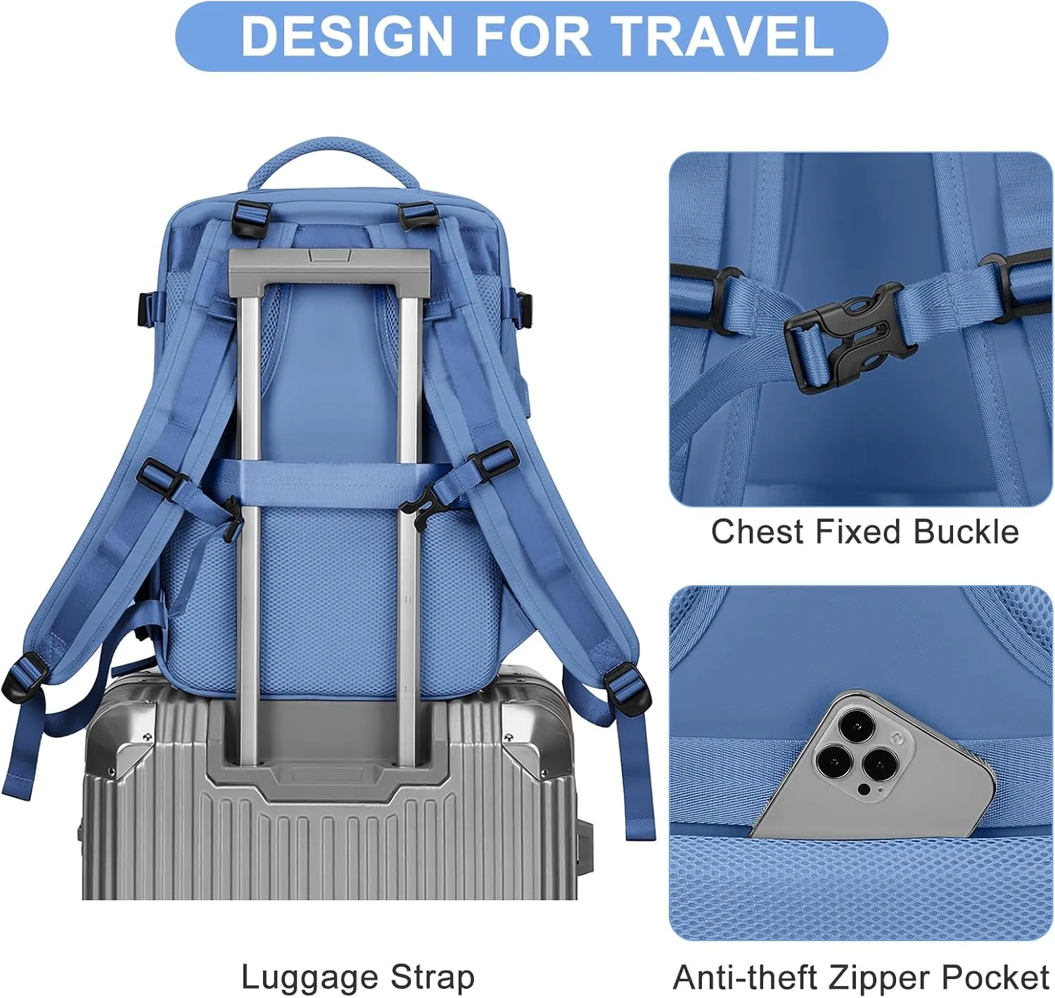Travel Backpack for Women Airline Approved Carry on Backpack for Airplanes Mochila De Viaje Personal Item Travel Bag Spirit Airlines Personal Item Bag 18x14x8 Backpack for Traveling on Airplane