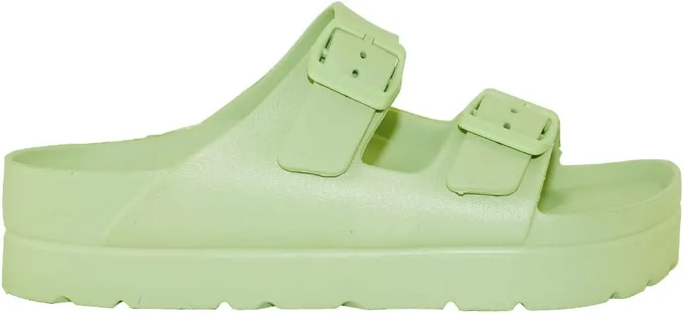 TRENDSUP Women's Comfort Slides Double Buckle Adjustable EVA Flat Sandals